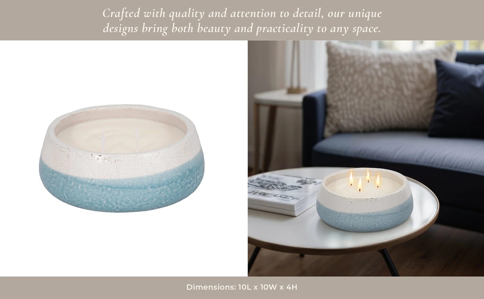 10" 35 Oz Moco Bamboo Bowl Candle, Light Blue - Image 11