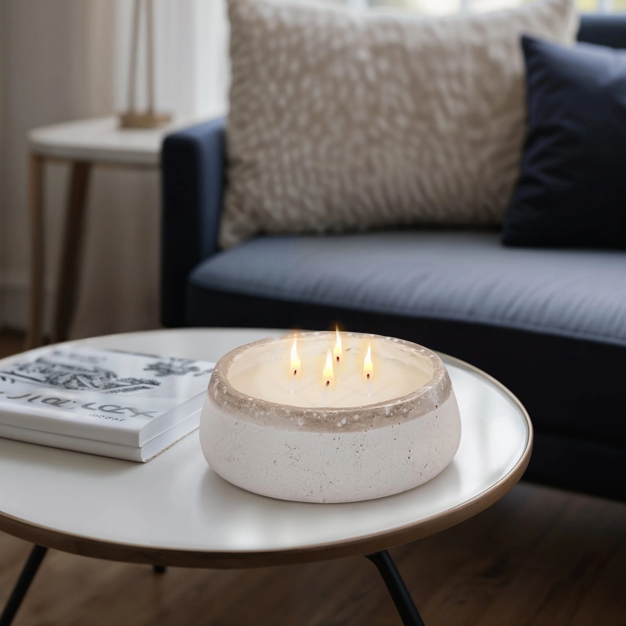 10" 35 Oz Wood Sage & Sea Salt Bowl Candle, Ivory - Image 10
