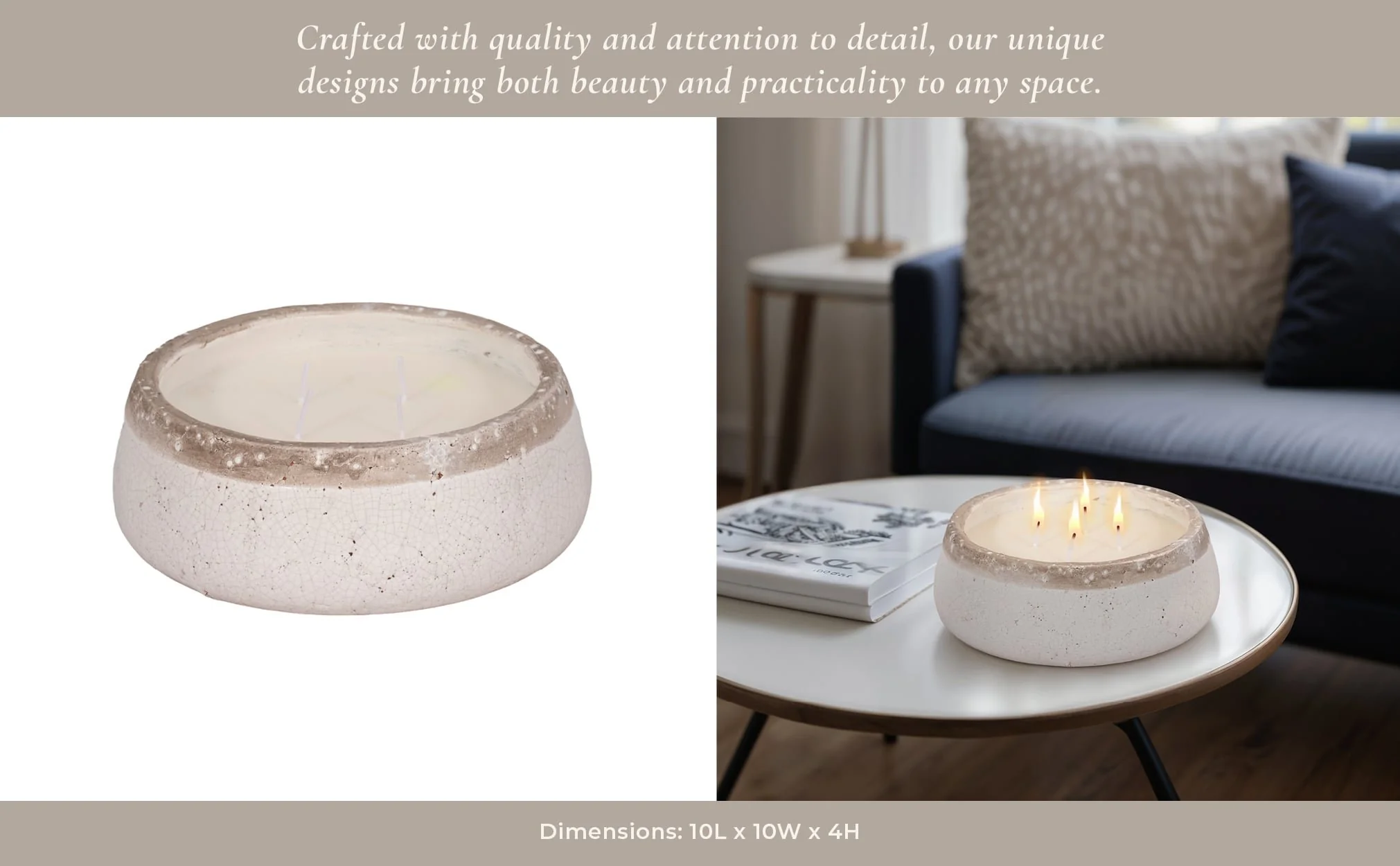 10" 35 Oz Wood Sage & Sea Salt Bowl Candle, Ivory - Image 11