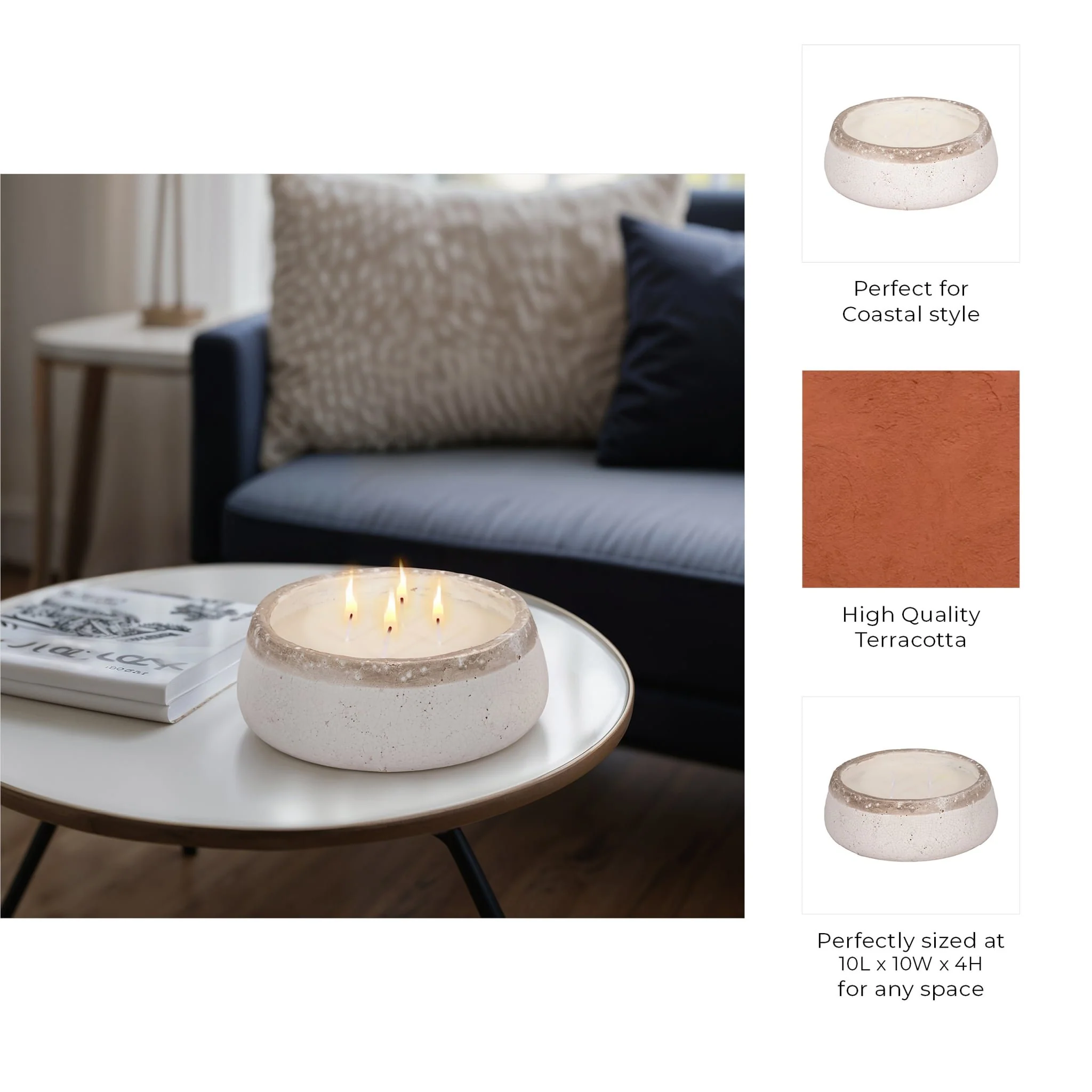 10" 35 Oz Wood Sage & Sea Salt Bowl Candle, Ivory - Image 9