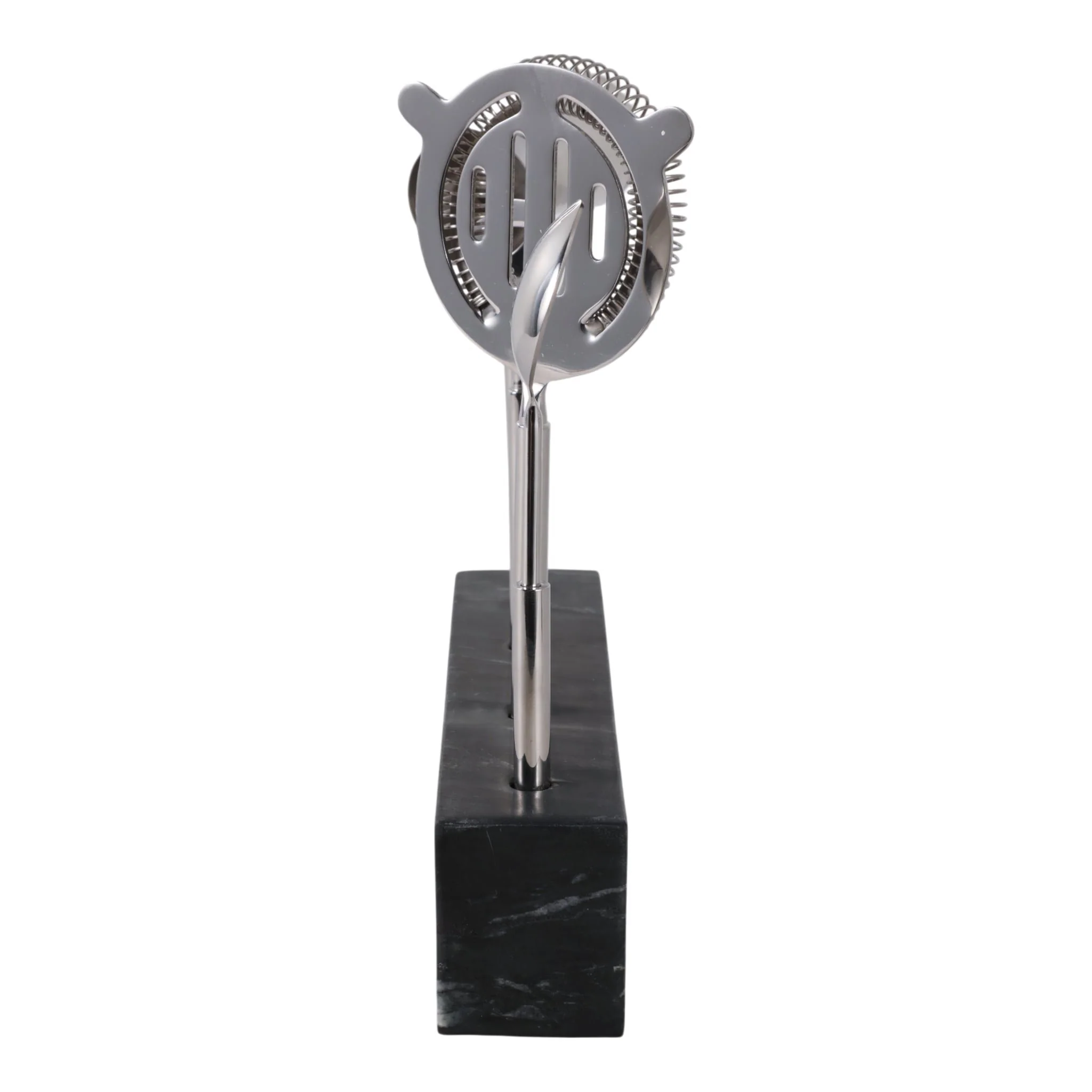 10" 4 Piece Bar Utensil Set, Silver/ Black - Image 3