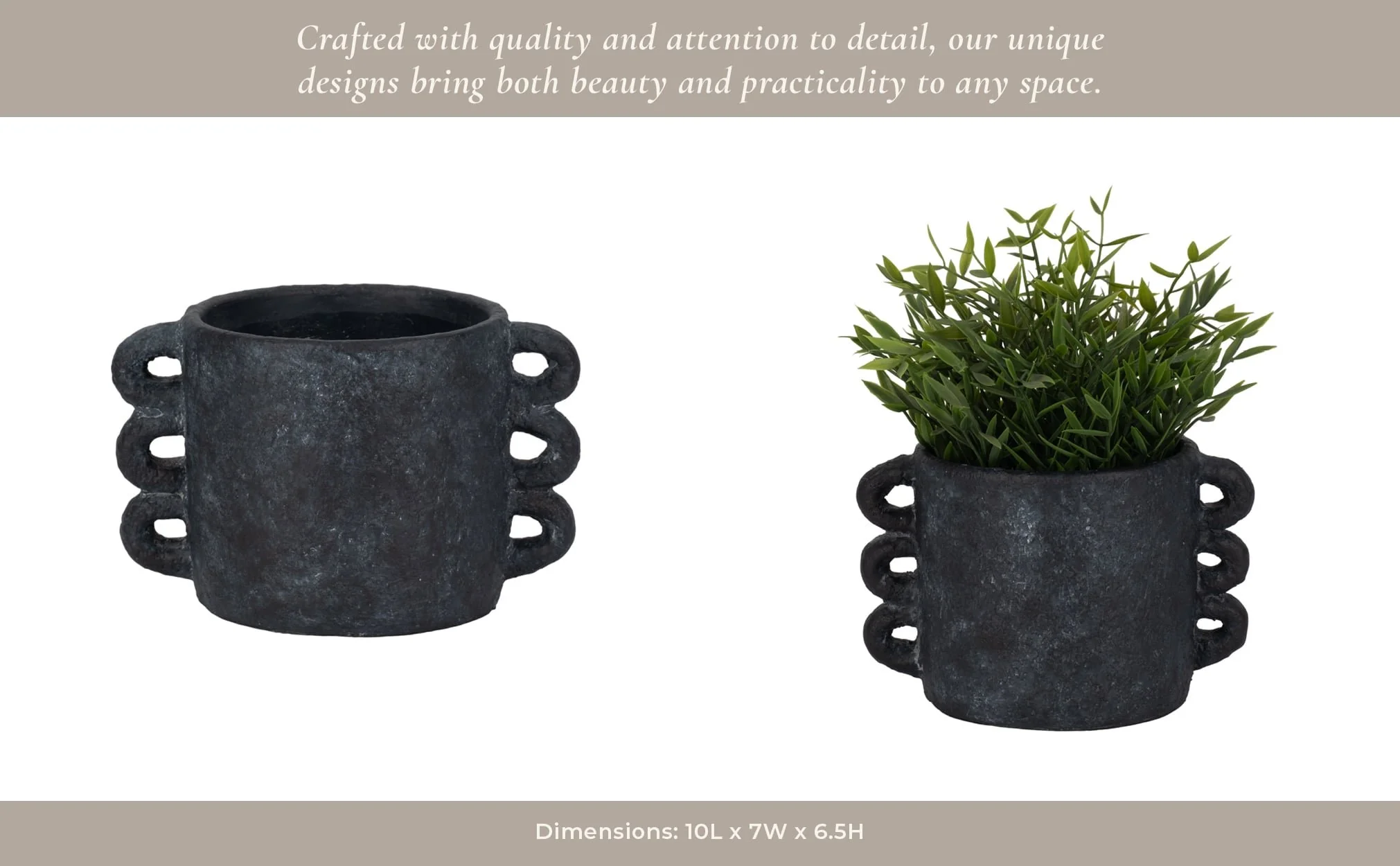 10" Arch Handle Planter, Black - Image 10