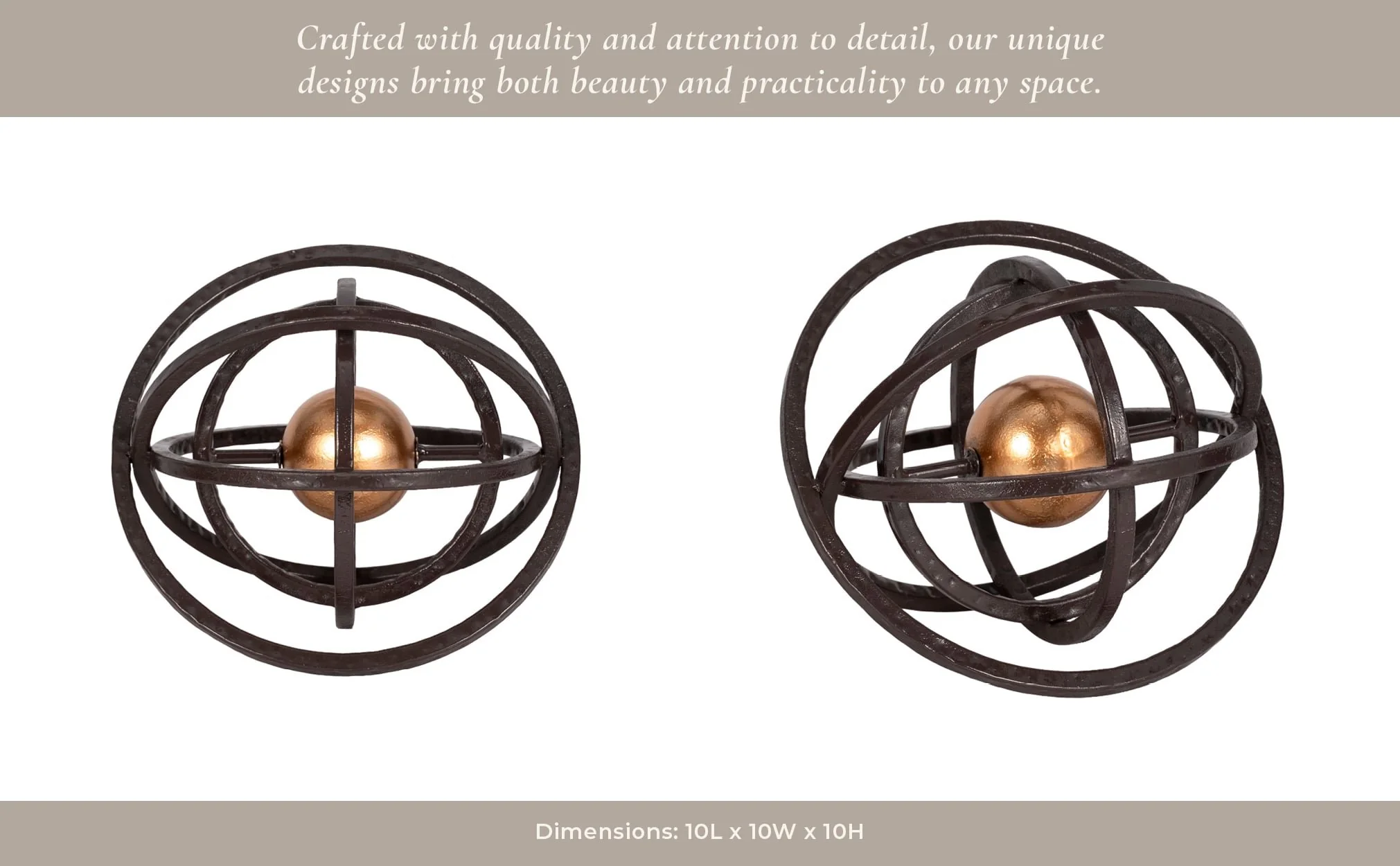 10" Armillary Orb, Black/gold - Image 9