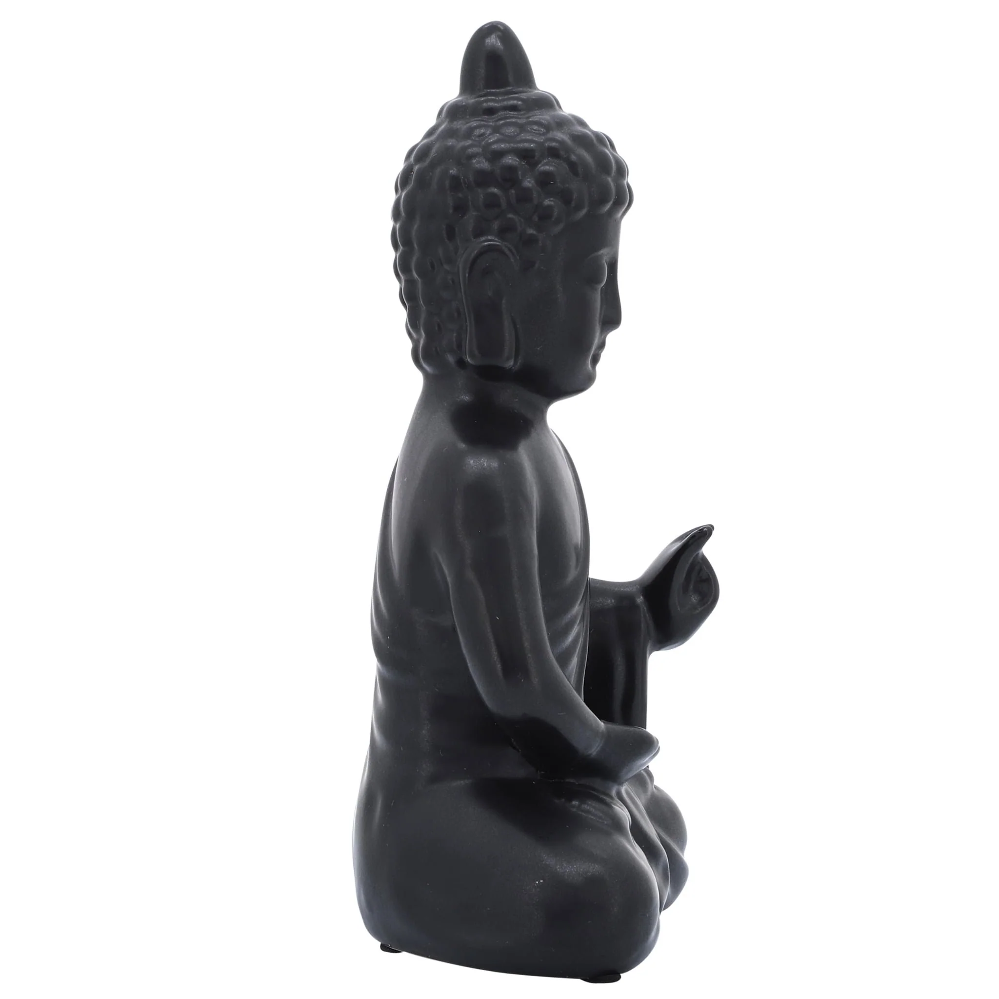 10", Black Ceramic Seated Buddha - Image 3