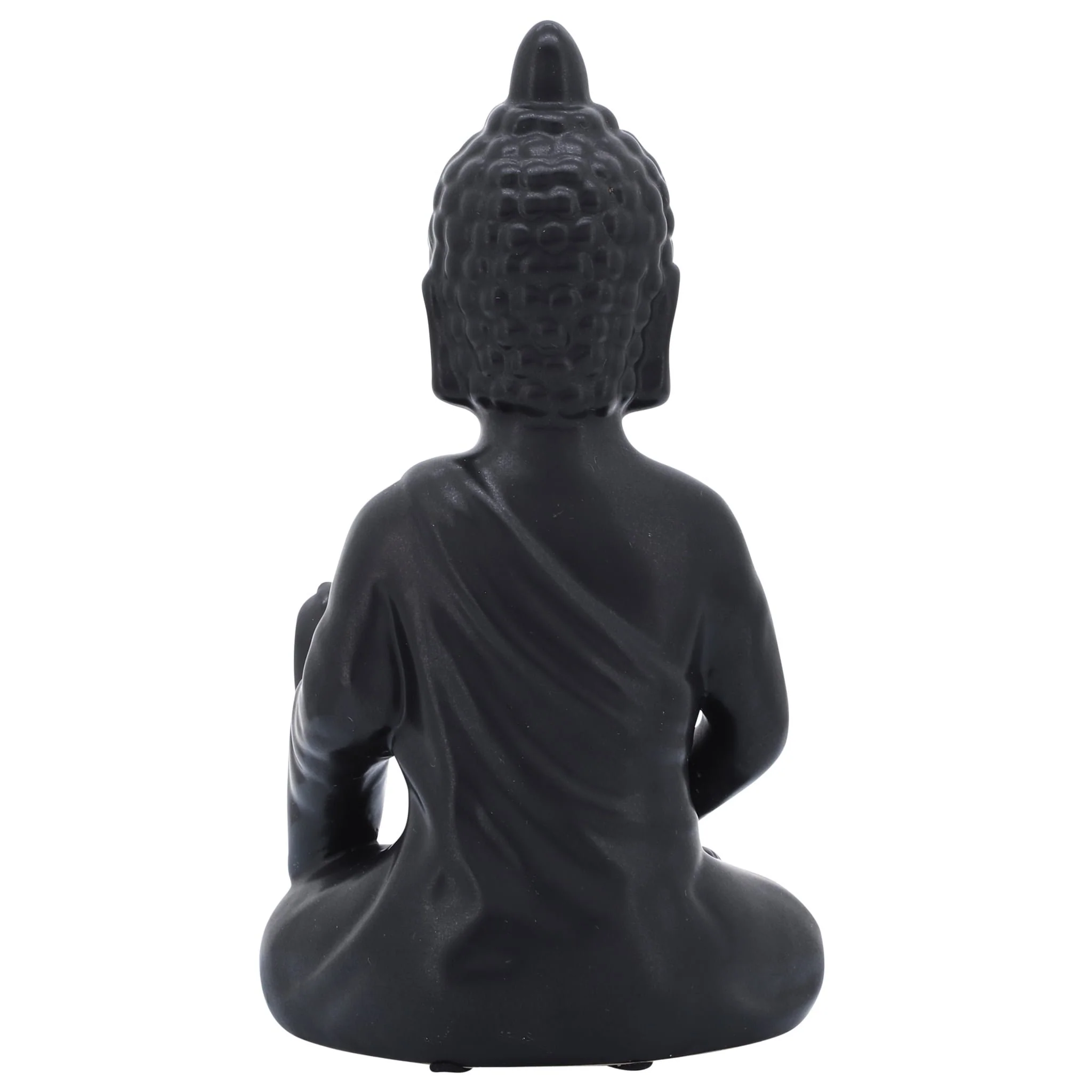 10", Black Ceramic Seated Buddha - Image 4