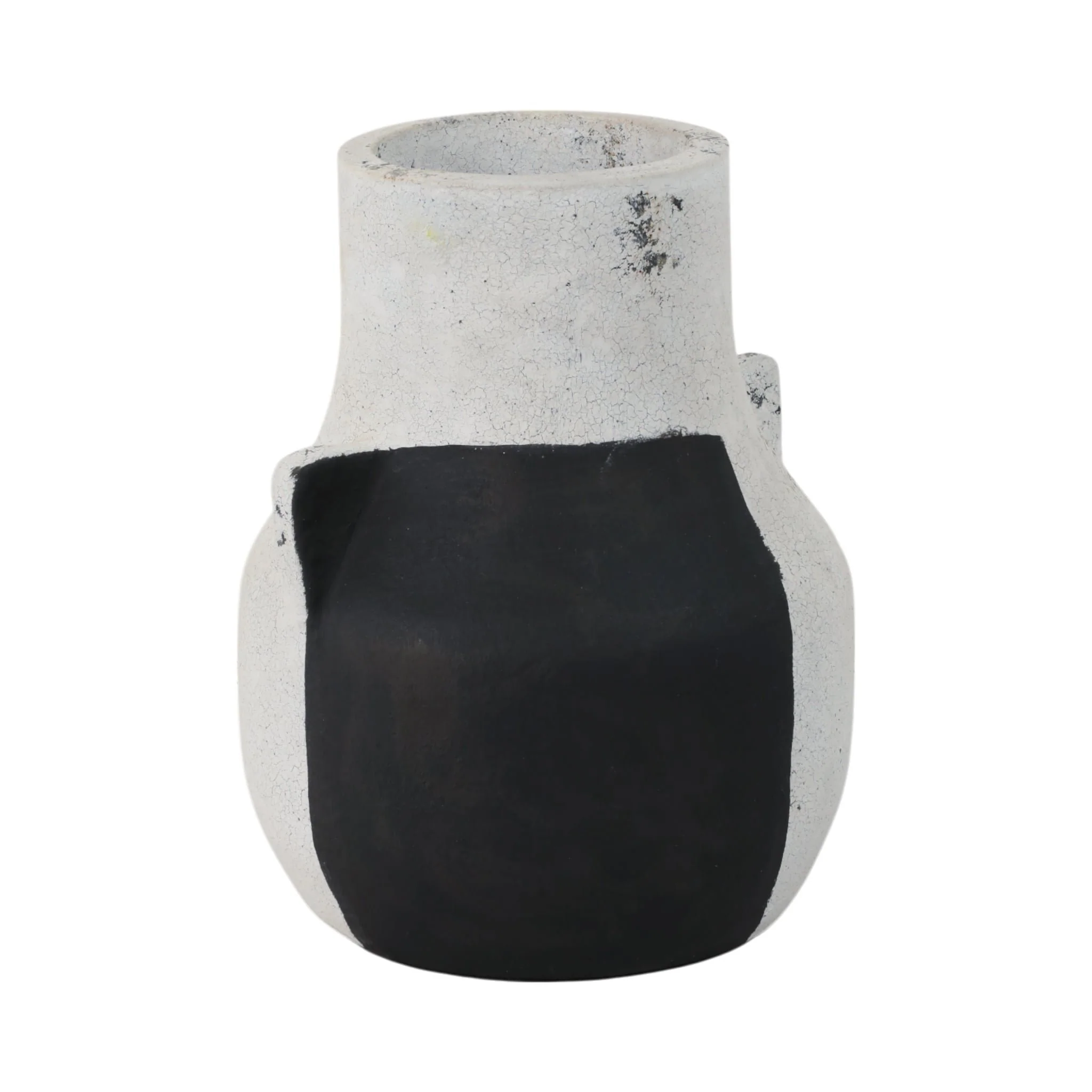 10" Black Patch Modern Terracotta Vase, Ivory/blk - Image 2