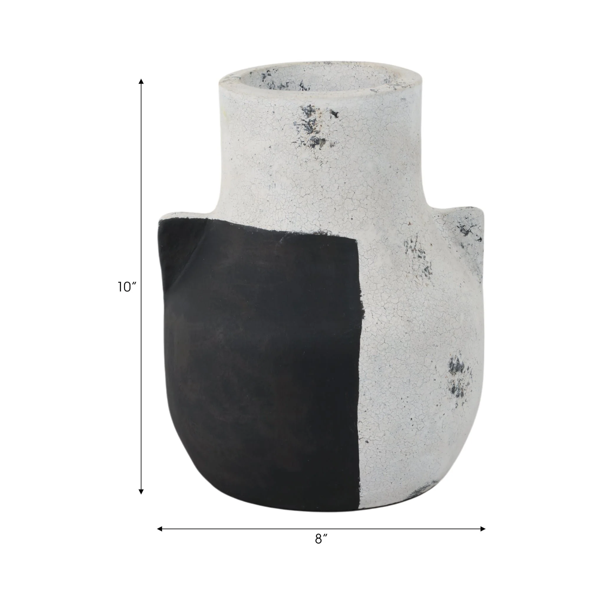 10" Black Patch Modern Terracotta Vase, Ivory/blk - Image 8