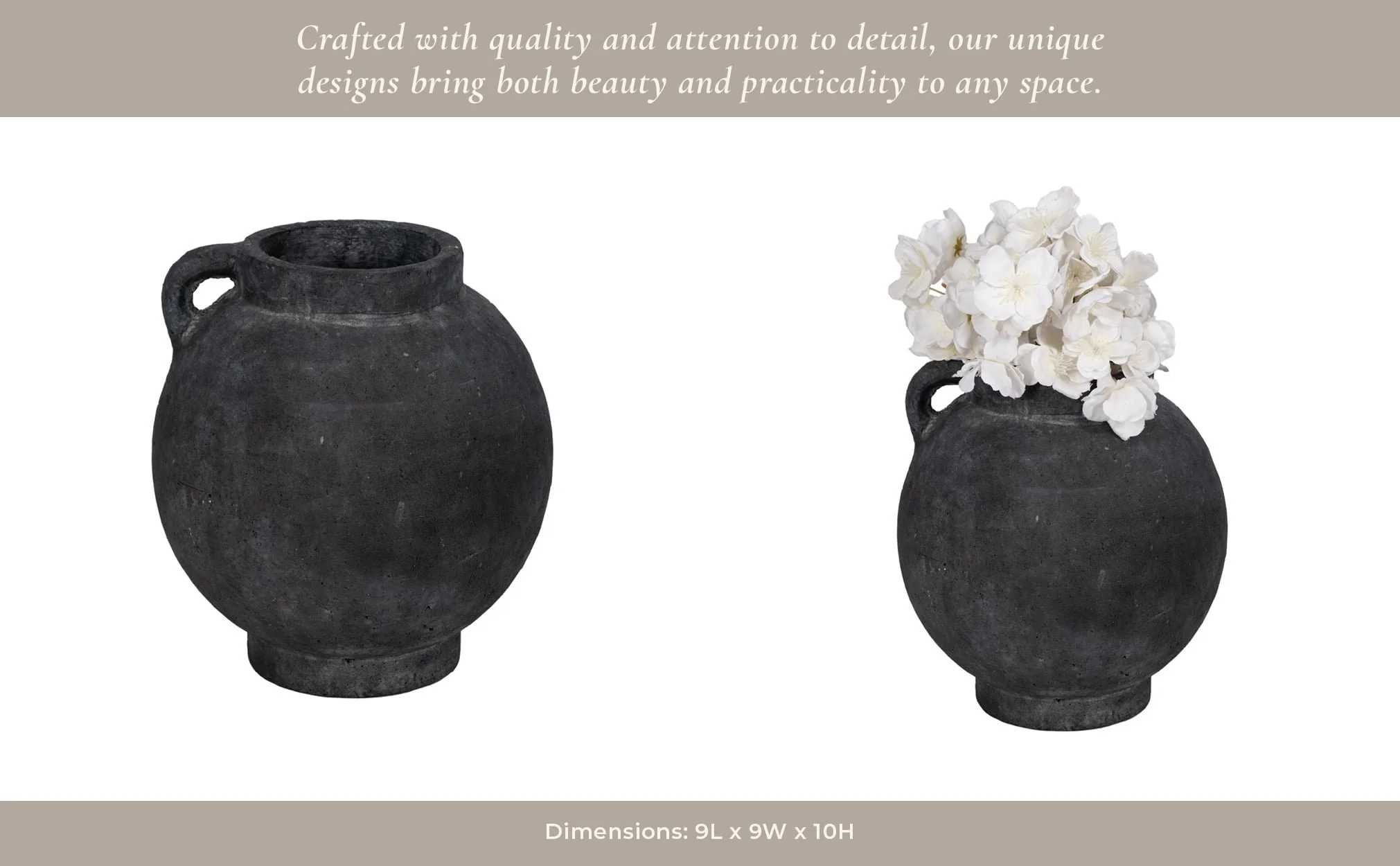 10" Bulbous Jug With Handle, Black - Image 13