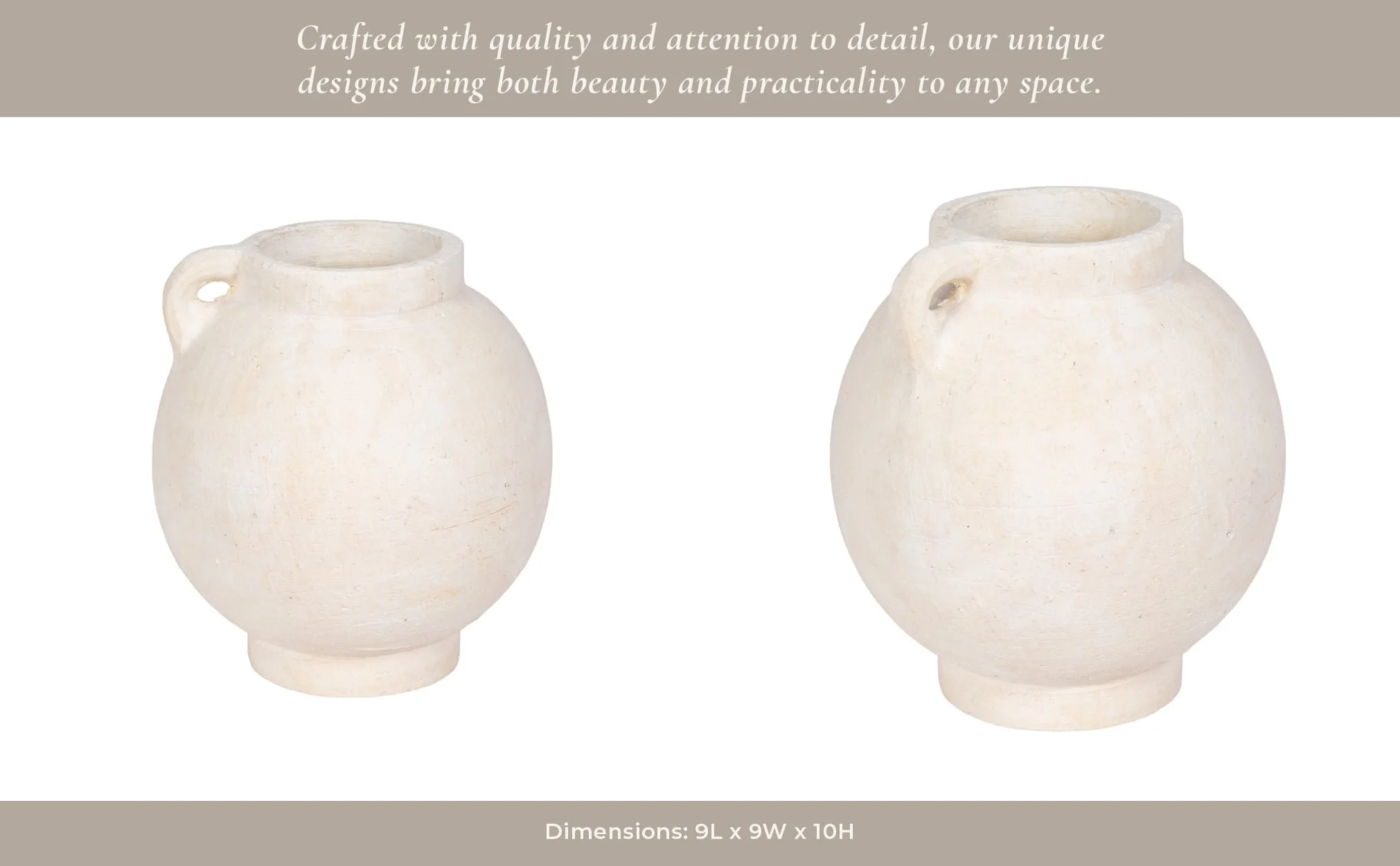 10" Bulbous Jug With Handle, White - Image 13