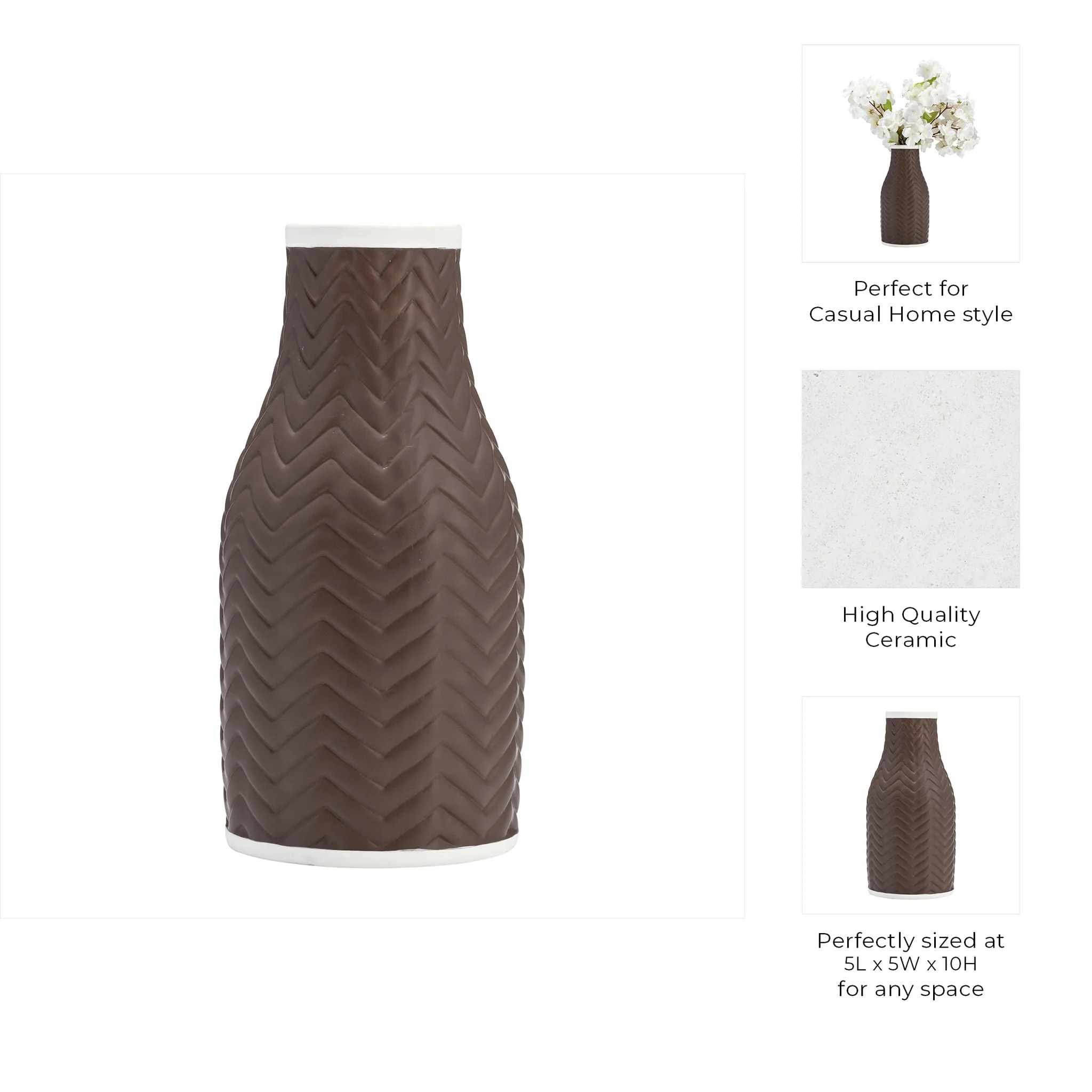 10" Chevron Vase, Java - Image 8