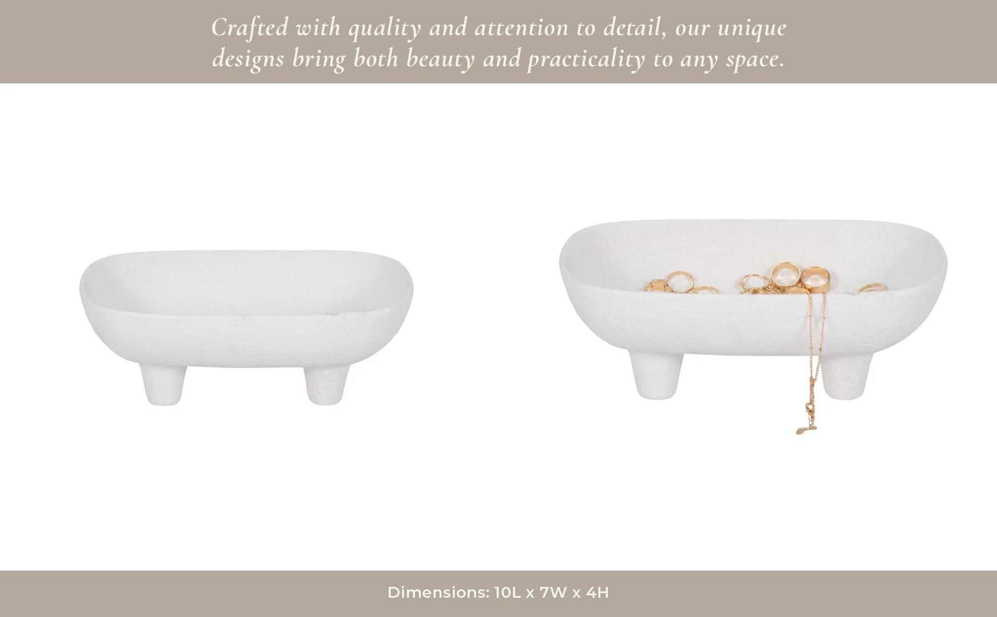 10" Footed Rounded Rectangle Bowl, White - Image 12