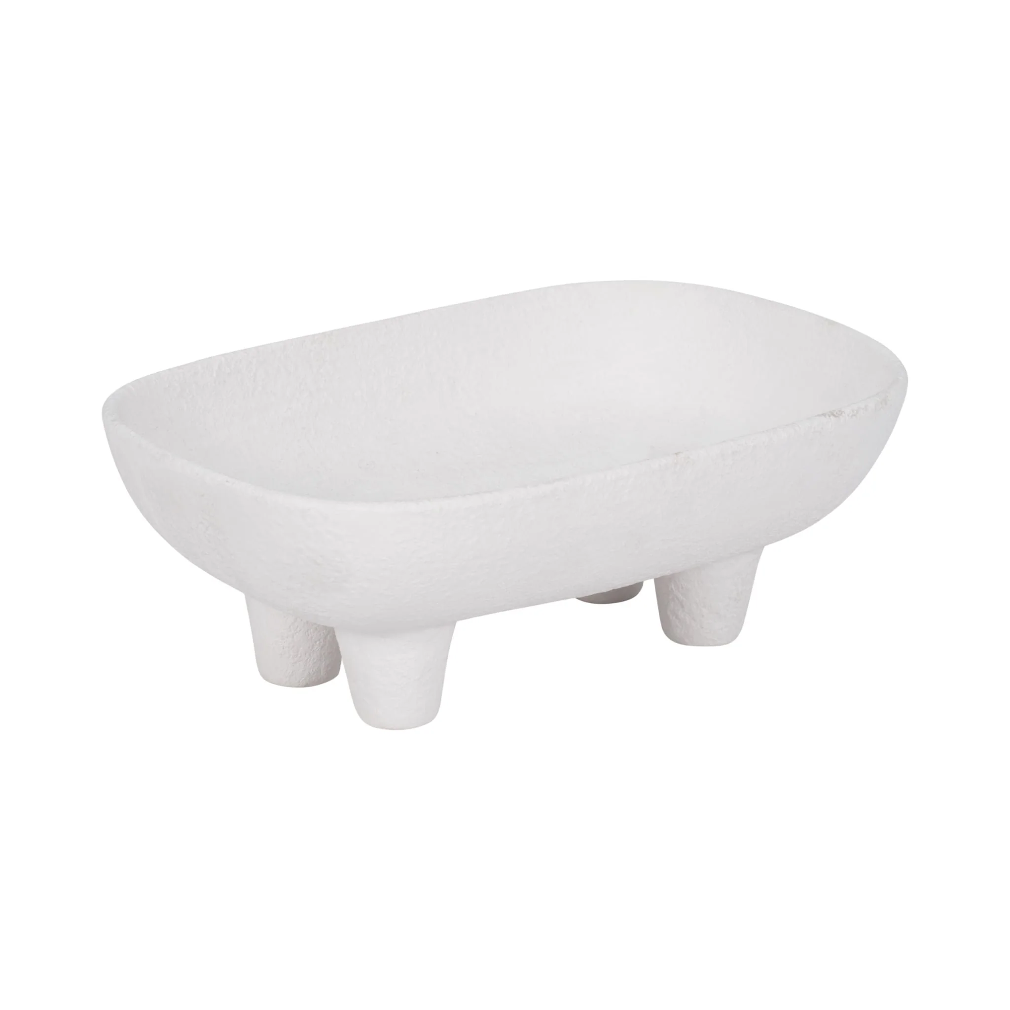 10" Footed Rounded Rectangle Bowl, White - Image 3