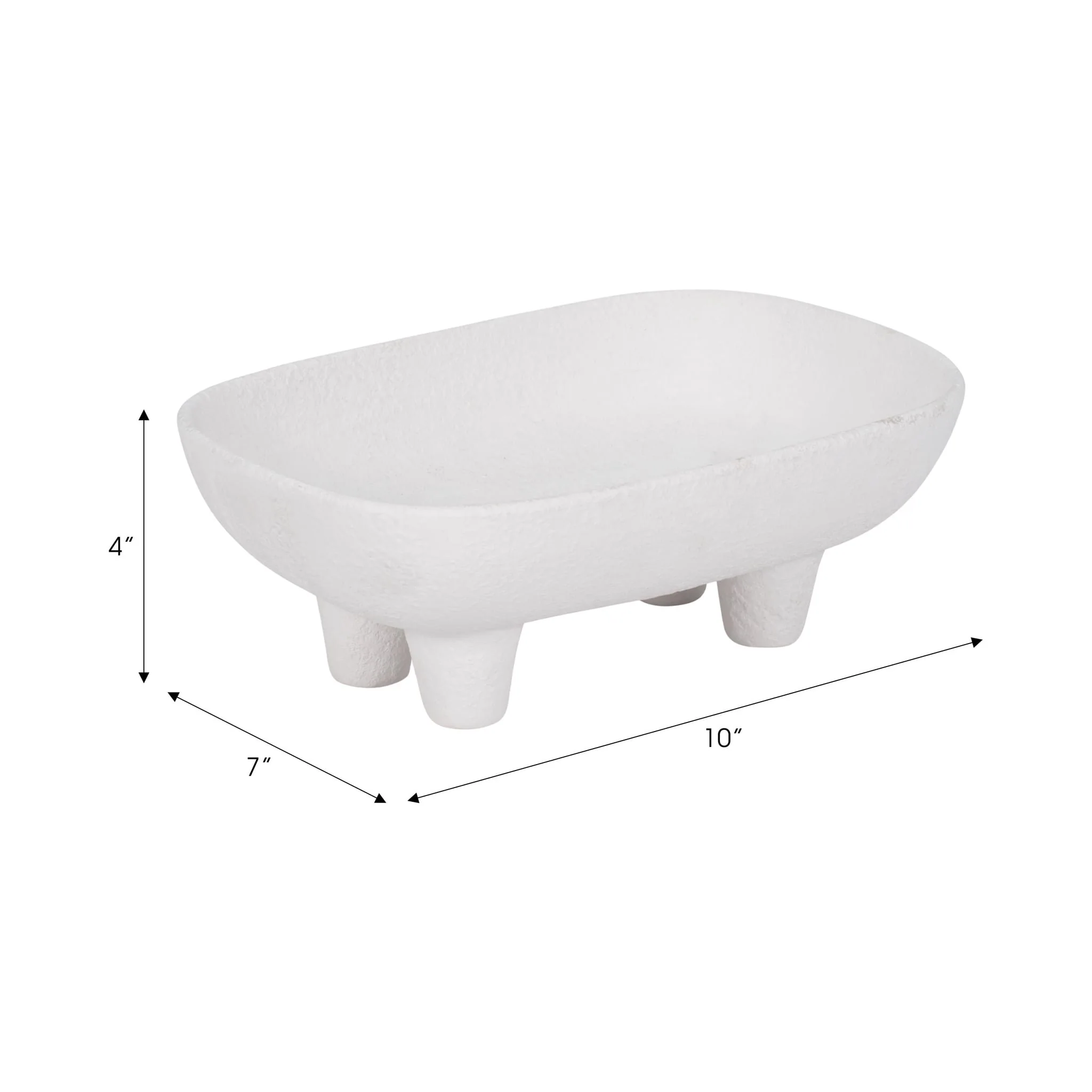 10" Footed Rounded Rectangle Bowl, White - Image 8