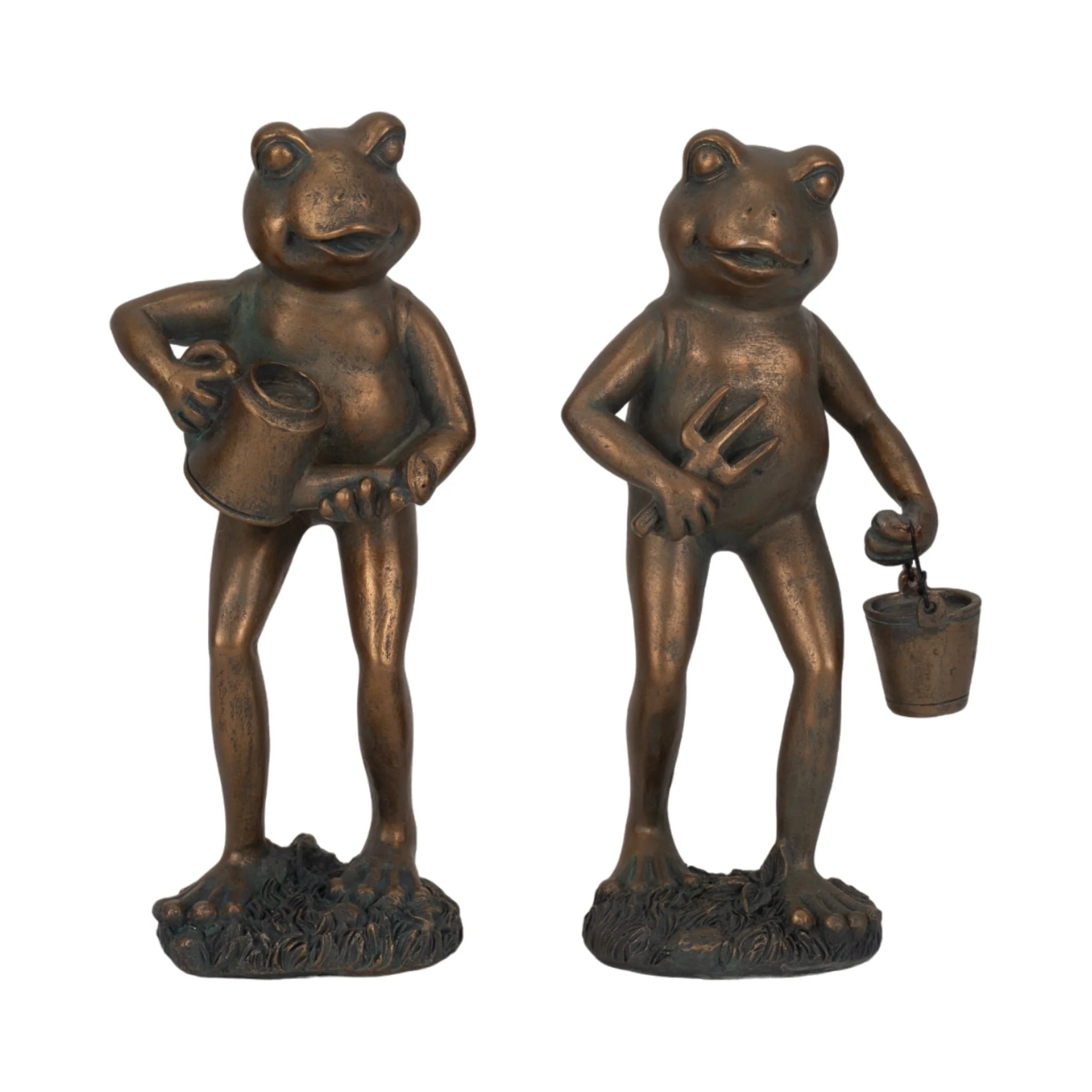 10" Frog With Watering Can, Bronze - Image 8