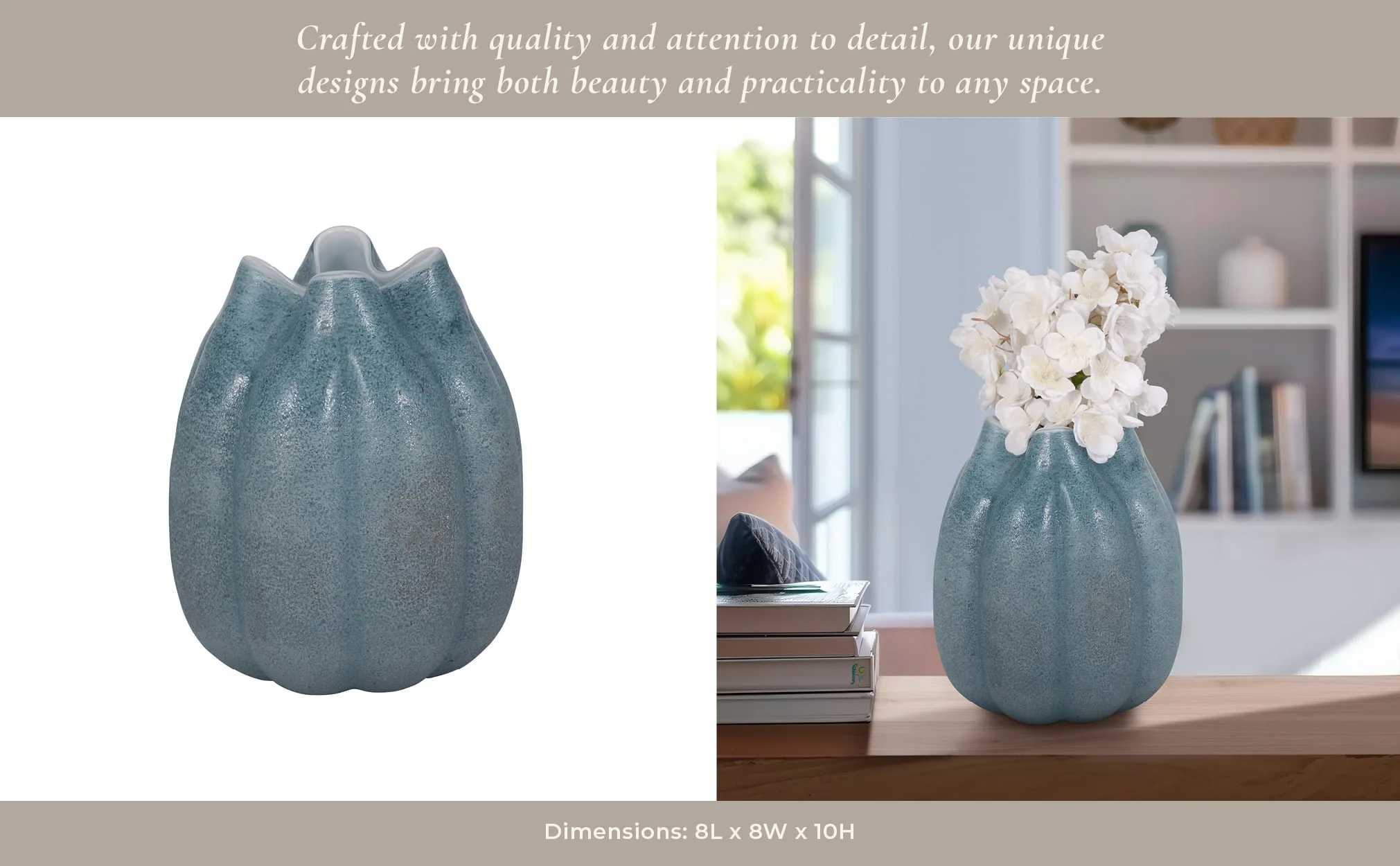 10" Glass Sea Urchin Vase, Blue - Image 11