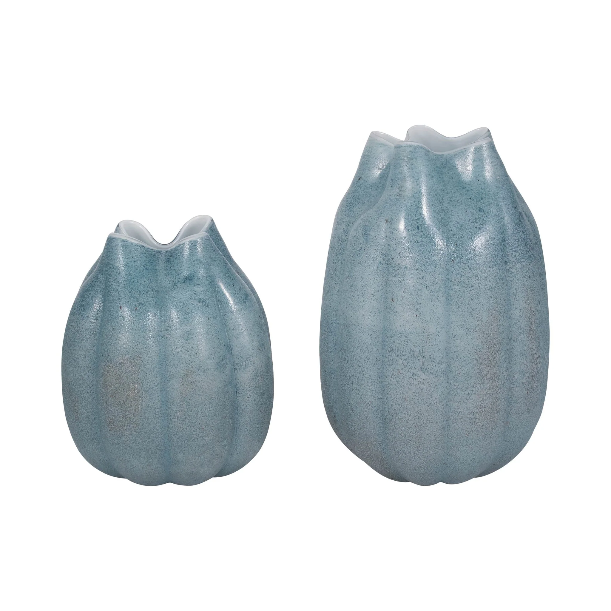 10" Glass Sea Urchin Vase, Blue - Image 7