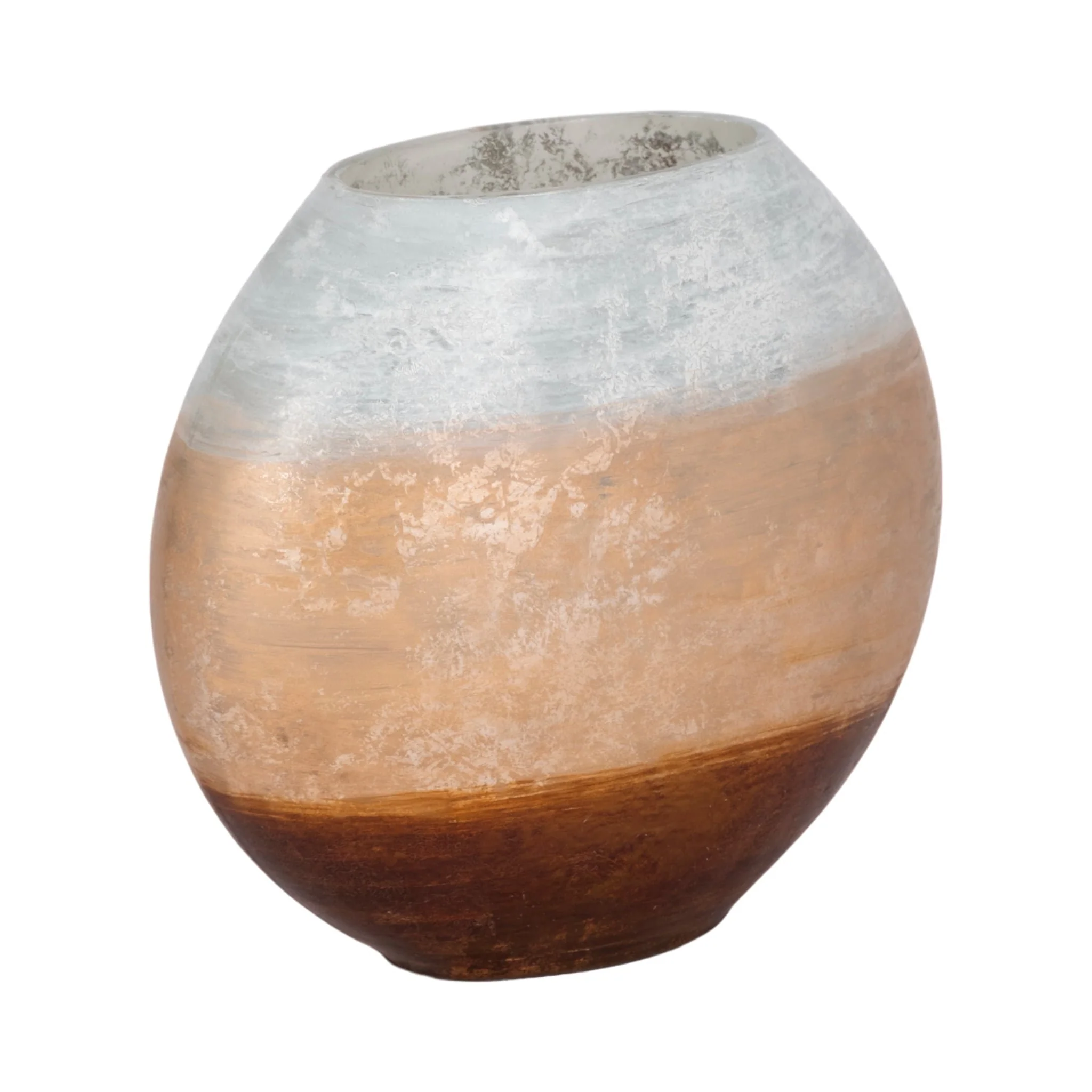10" Gold Ombre Round Vase, White/gold - Image 3