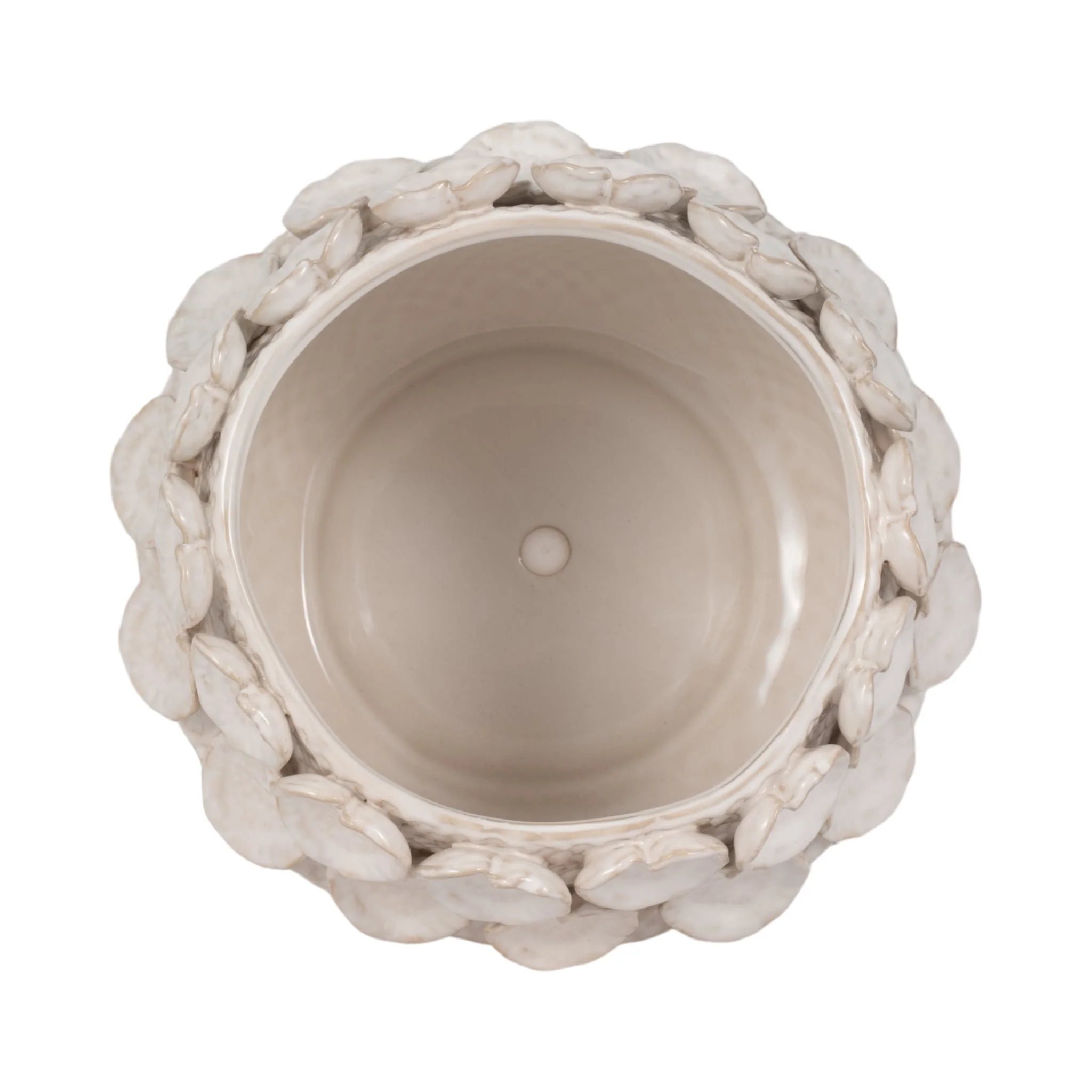 10" Leaf Applique Woven Planter, Cream - Image 5