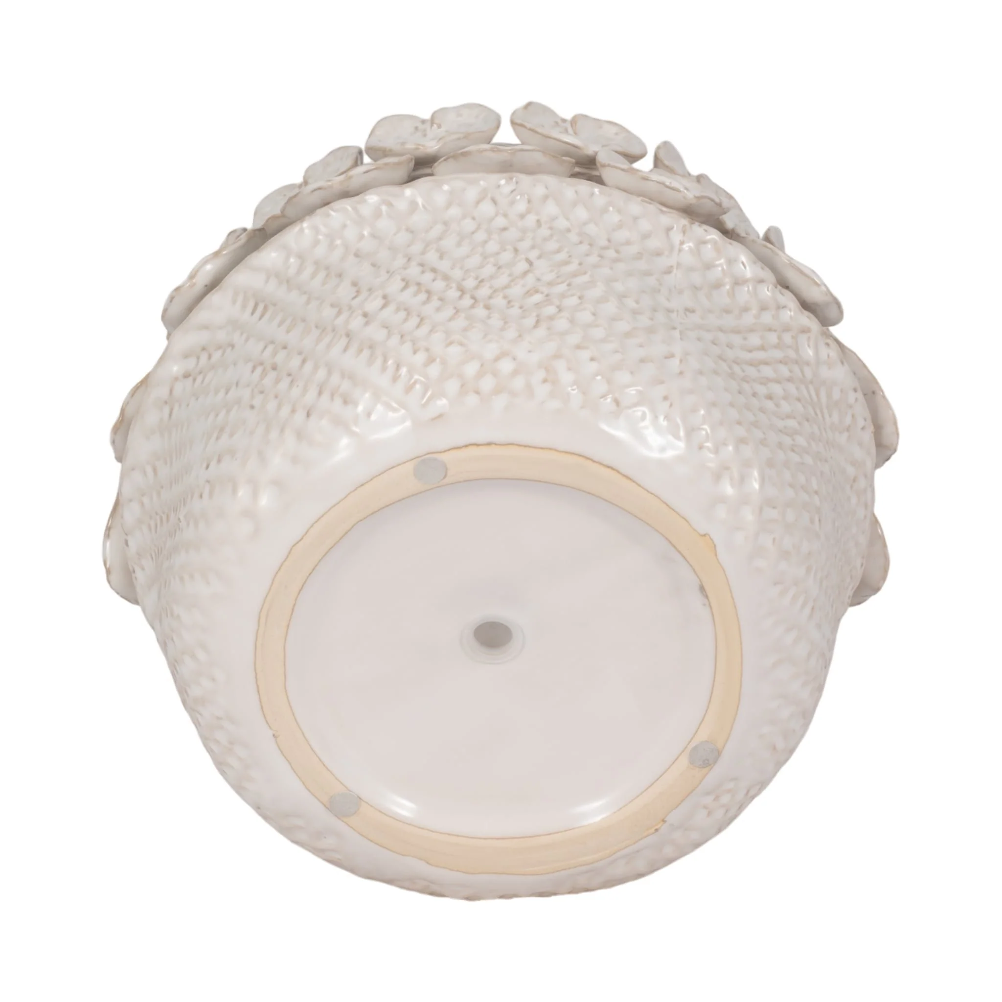 10" Leaf Applique Woven Planter, Cream - Image 6