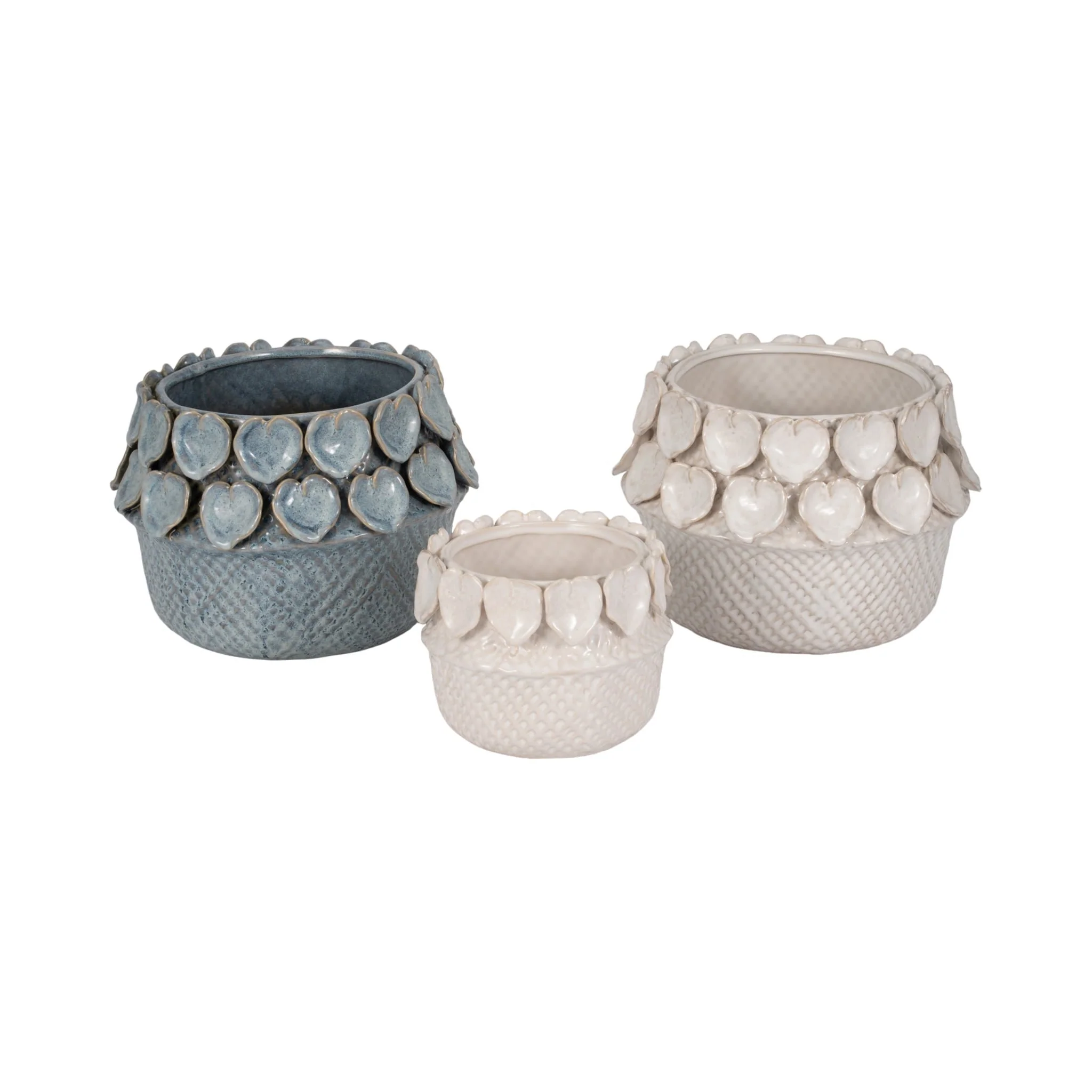 10" Leaf Applique Woven Planter, Cream - Image 7