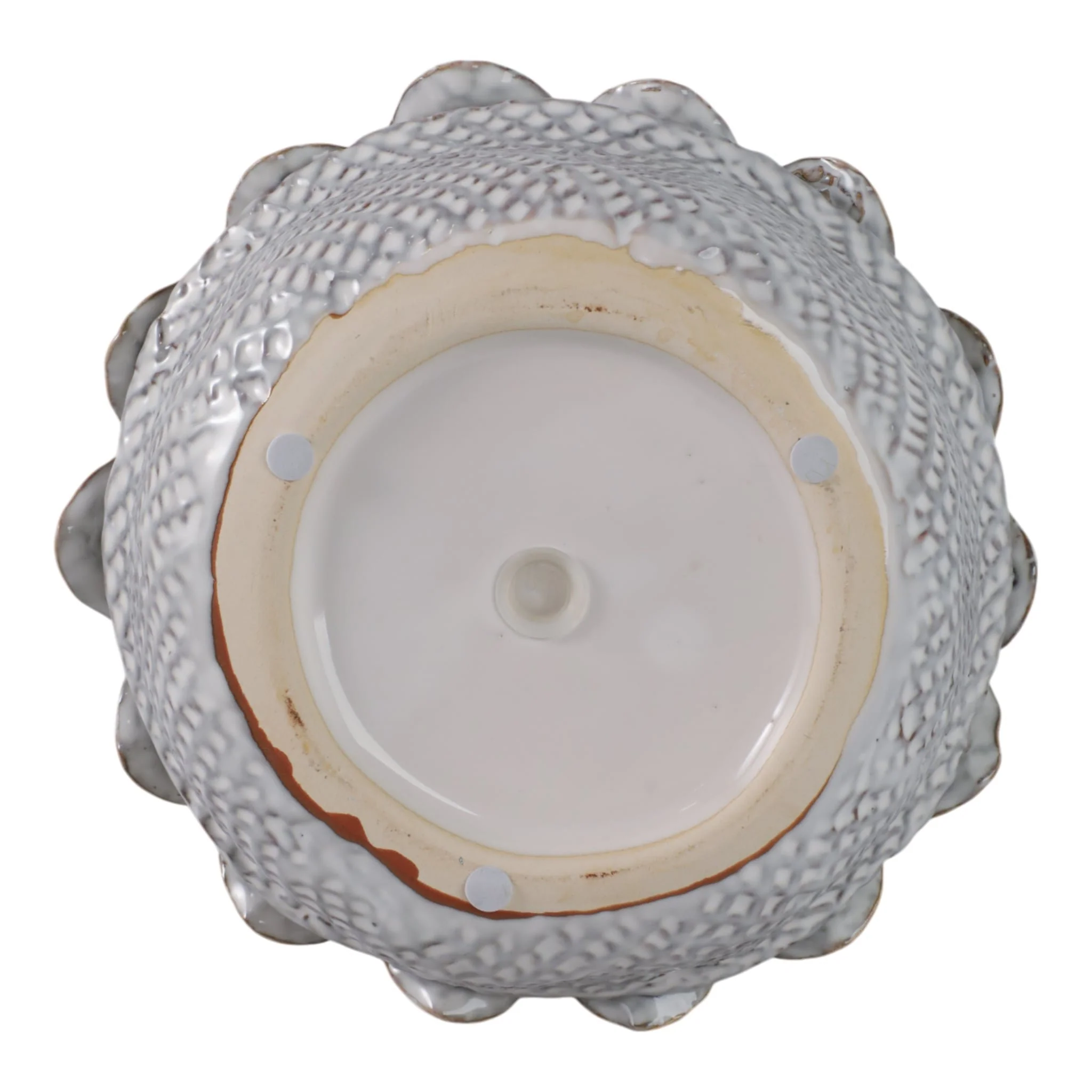 10" Leaf Applique Woven Planter, White - Image 6