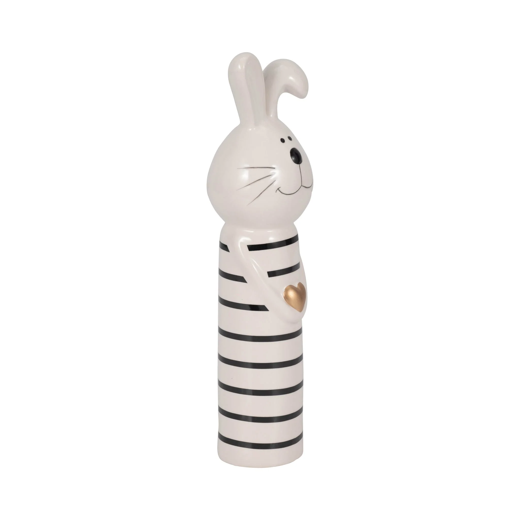 10" Lines Bunny With Gold Heart, White/black - Image 2