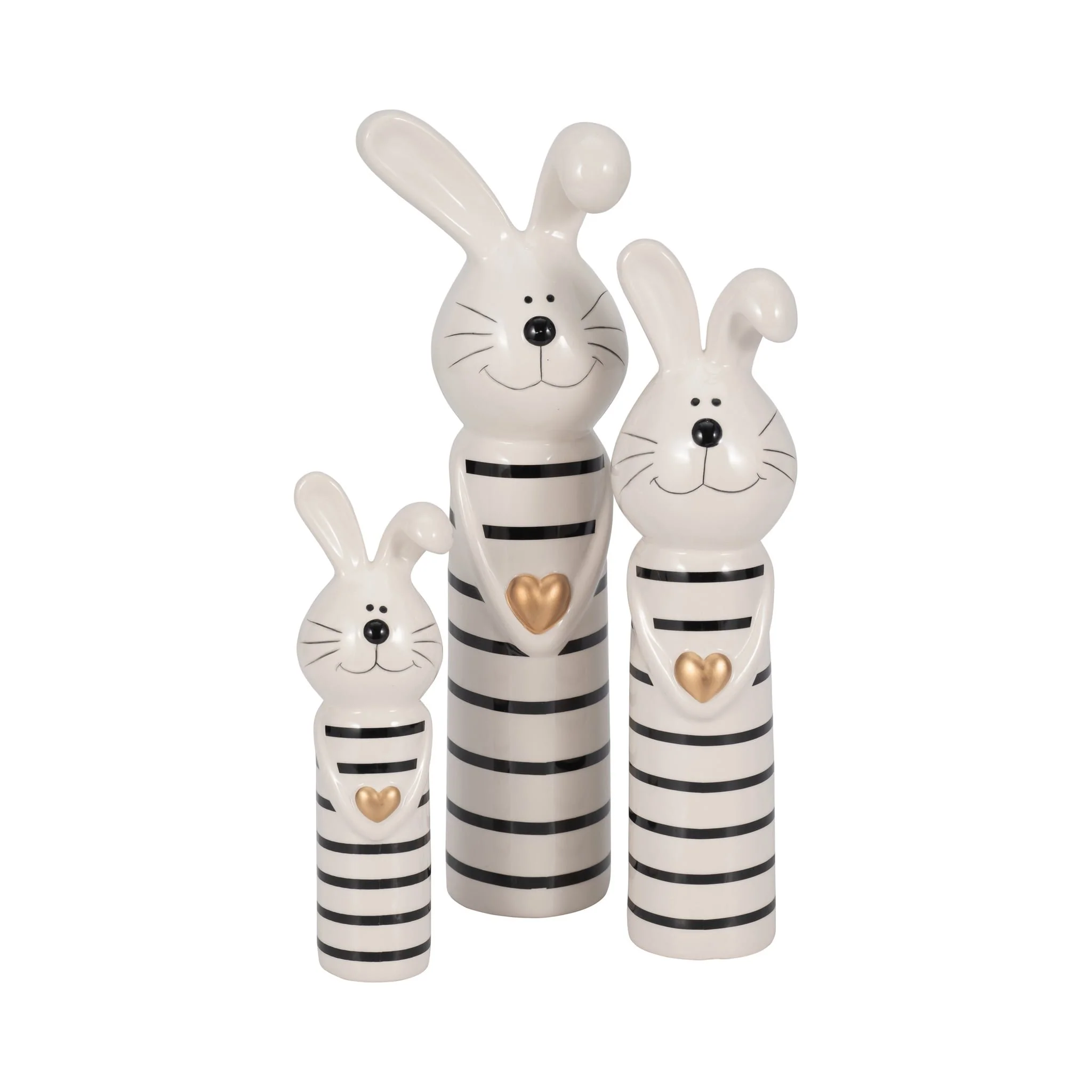 10" Lines Bunny With Gold Heart, White/black - Image 8