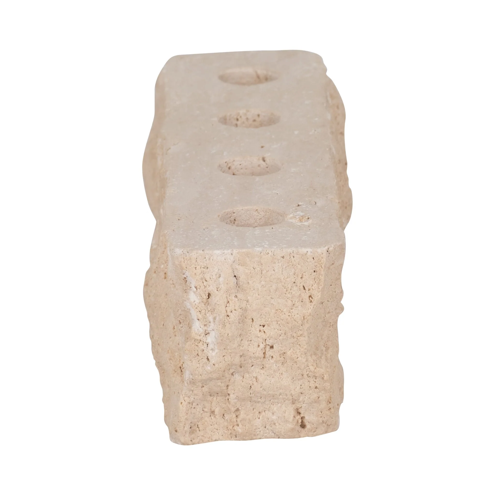 10" Live Edge Travertine 4-taper Candle Holder, Ta - Image 4