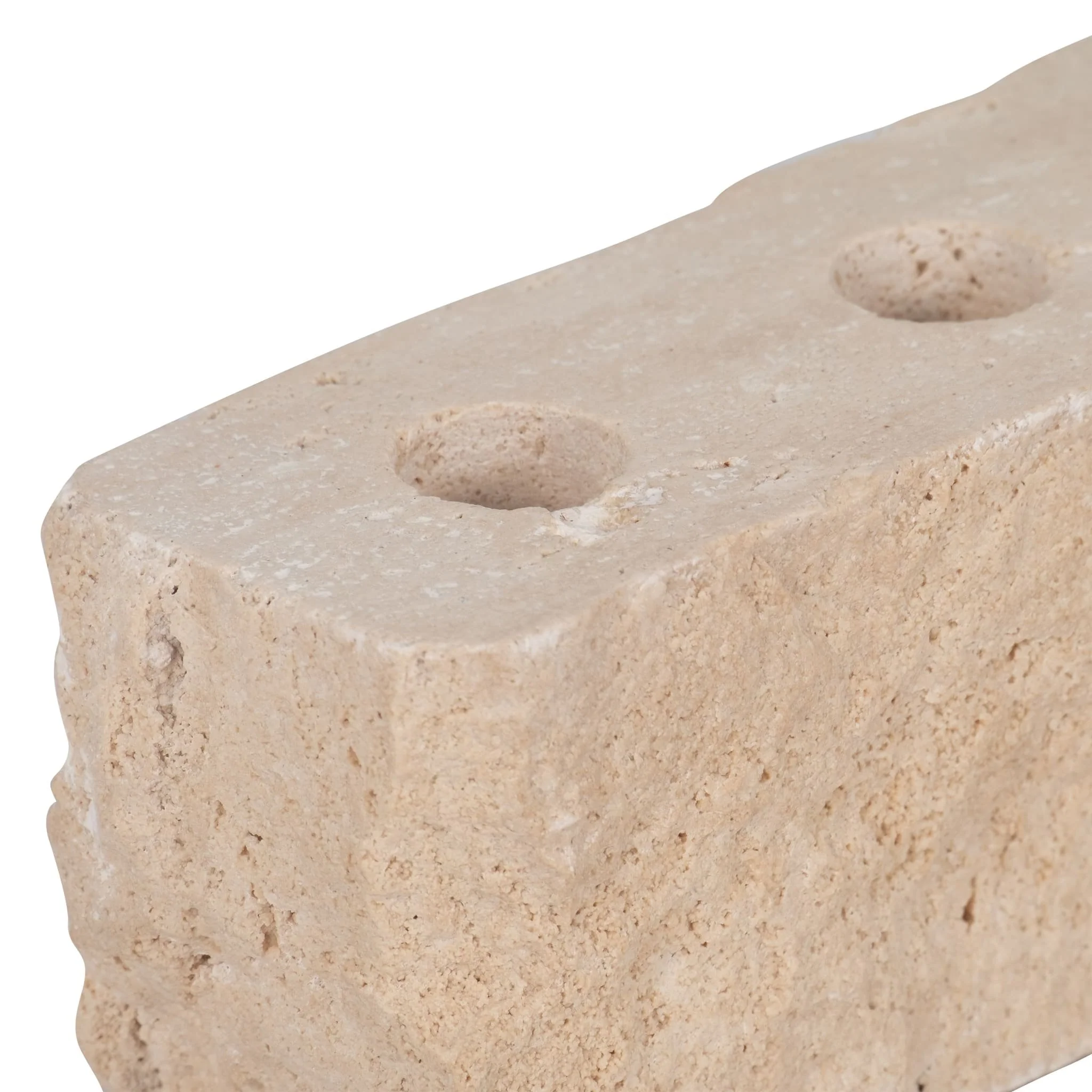 10" Live Edge Travertine 4-taper Candle Holder, Ta - Image 5