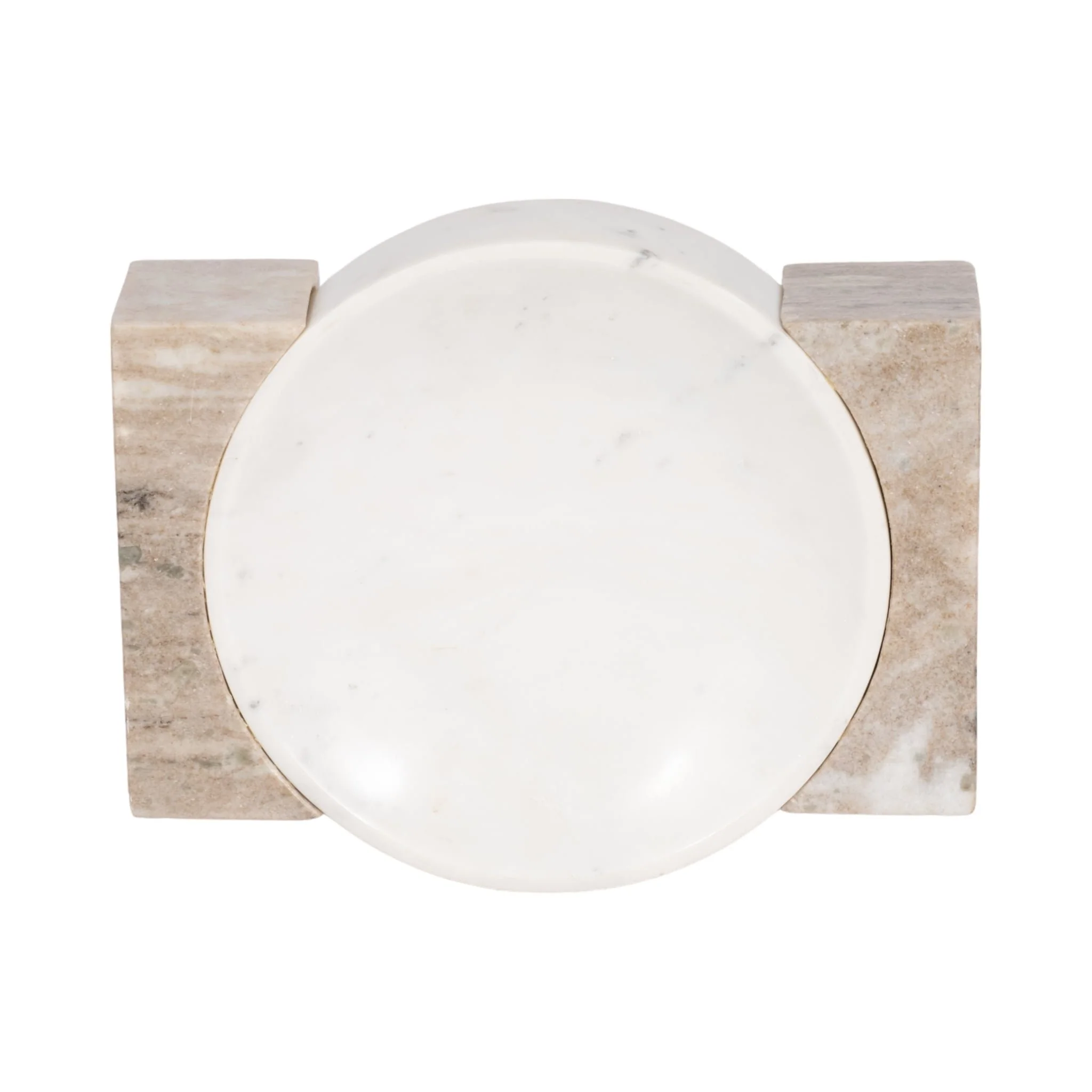 10" Marble Bowl With Onyx Marble Sides, White/tan - Image 3
