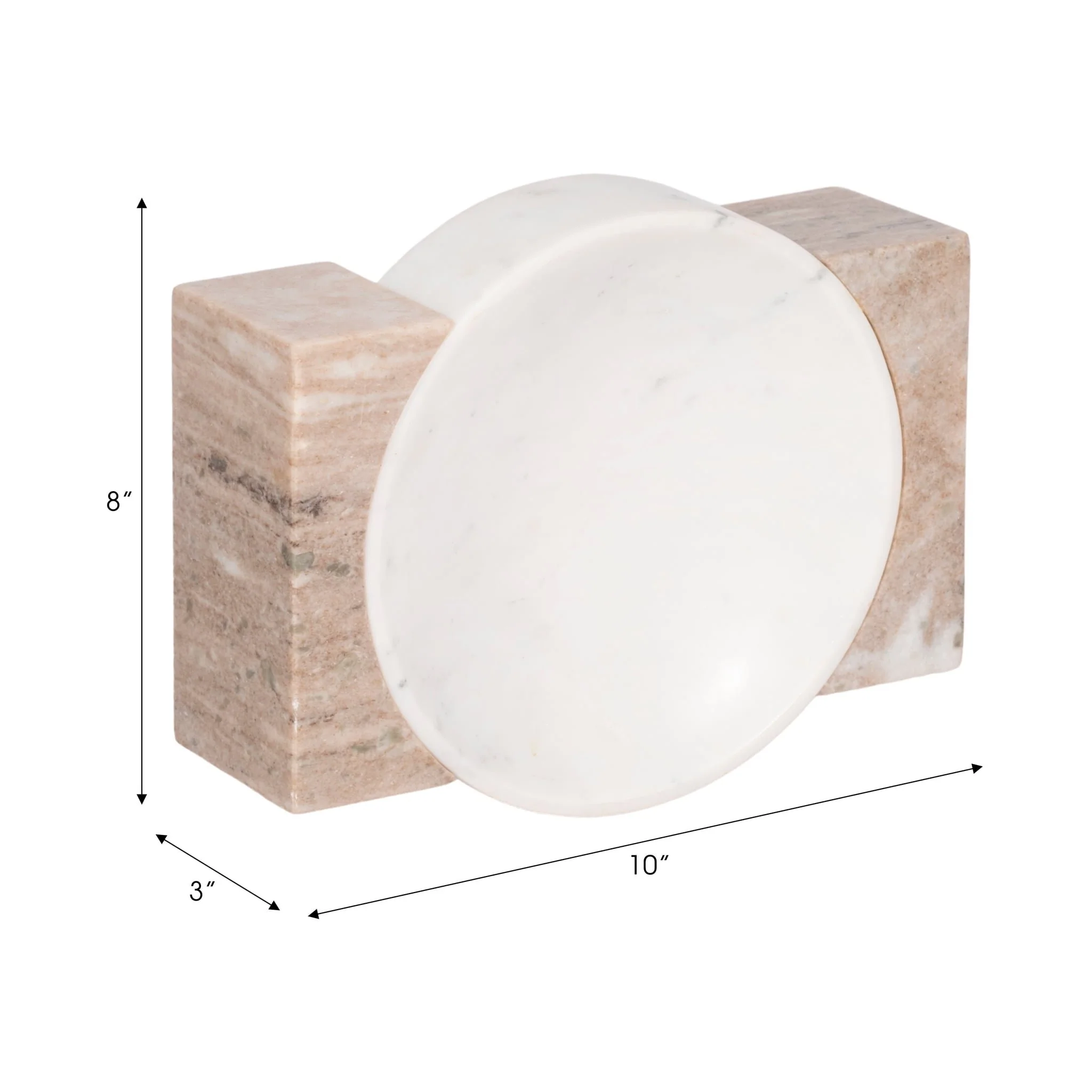 10" Marble Bowl With Onyx Marble Sides, White/tan - Image 6