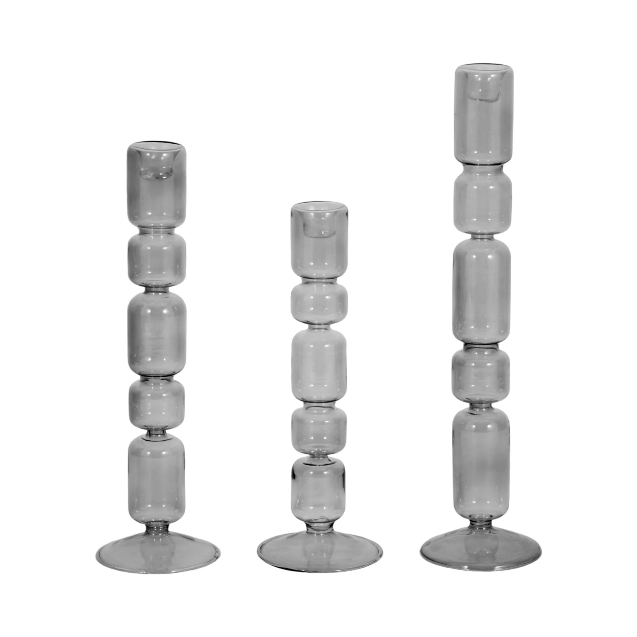 10" Mixed Bubble Taper Candleholder, Smoke - Image 7