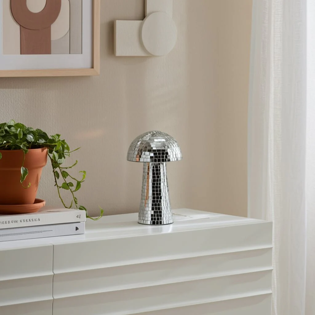 10" Mosaic Mushroom, Silver - Image 9