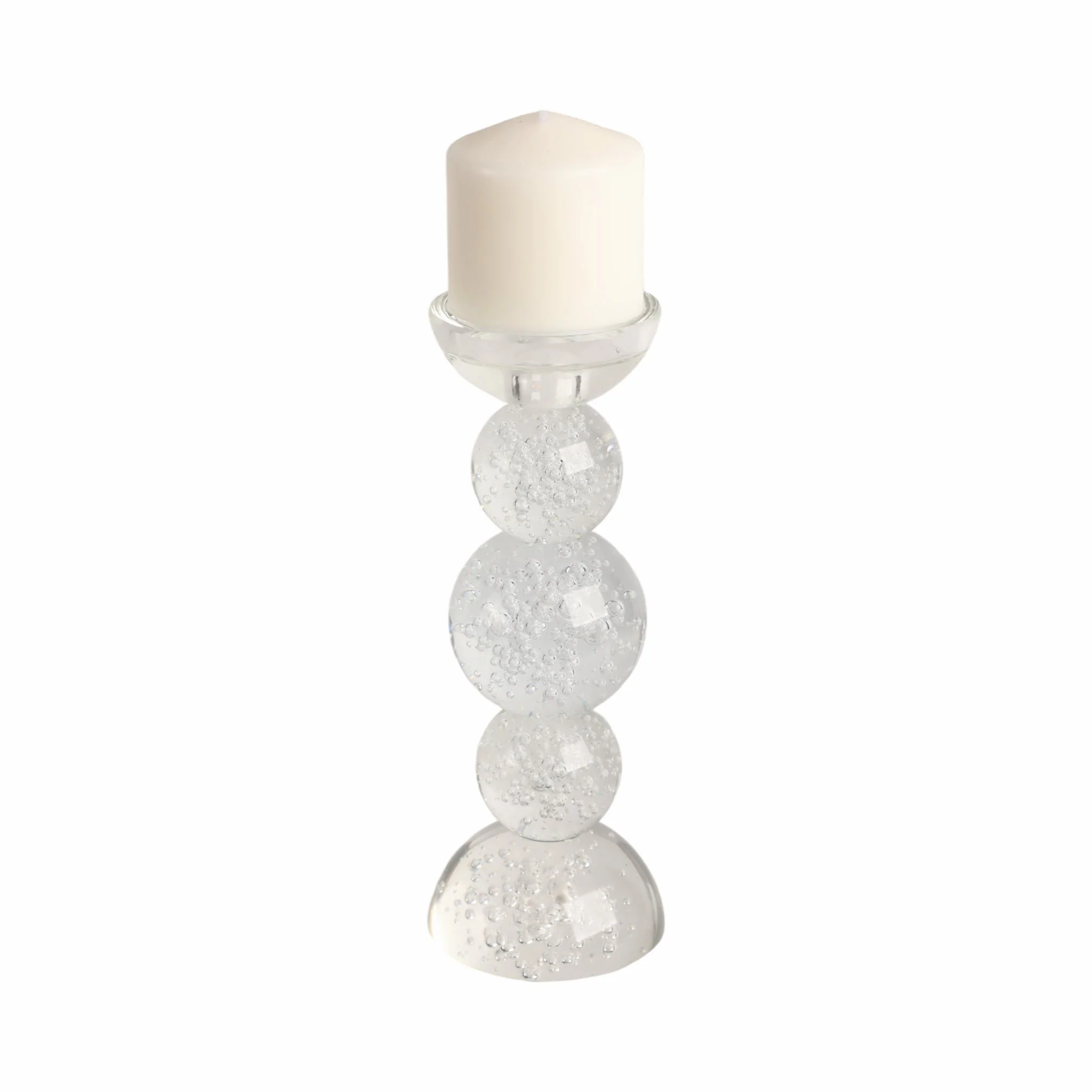 10" Multi Bubble Crystal Candle Holder W/ Taper, C - Image 2