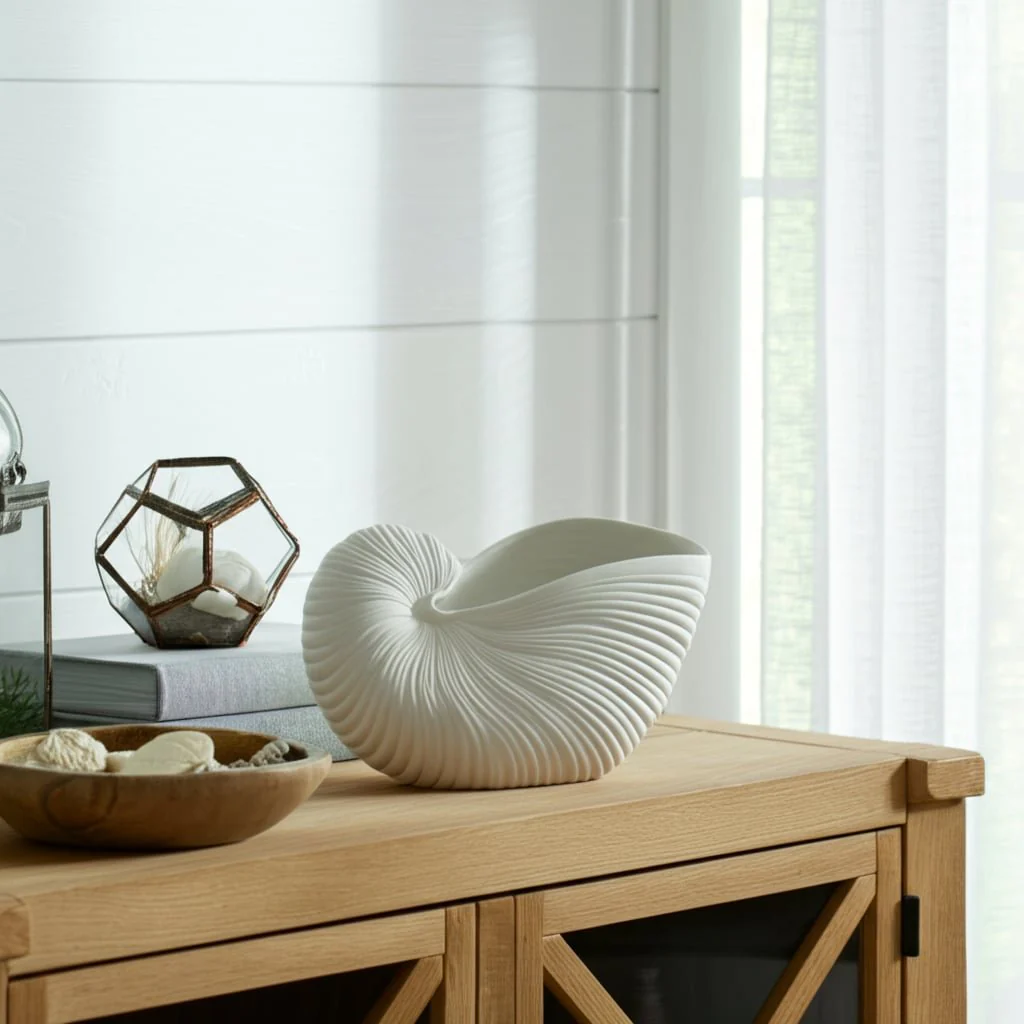10" Nautilus Shell Planter, White - Image 11
