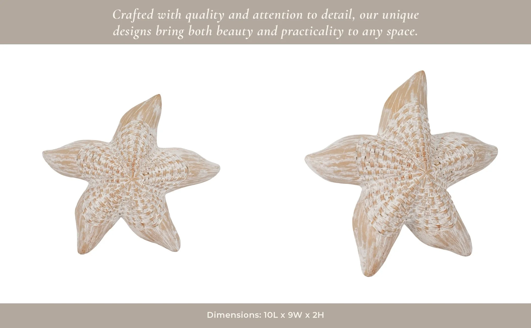 10" Resin Wicker Starfish, White - Image 8