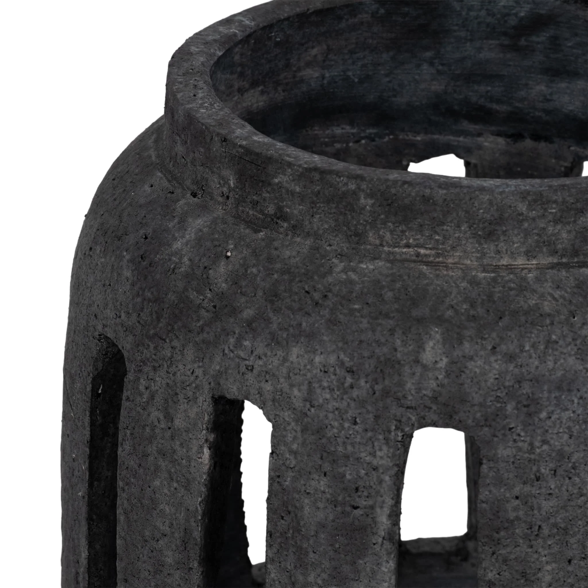 10" Round Lantern Hurricane With Open Slats, Black - Image 4
