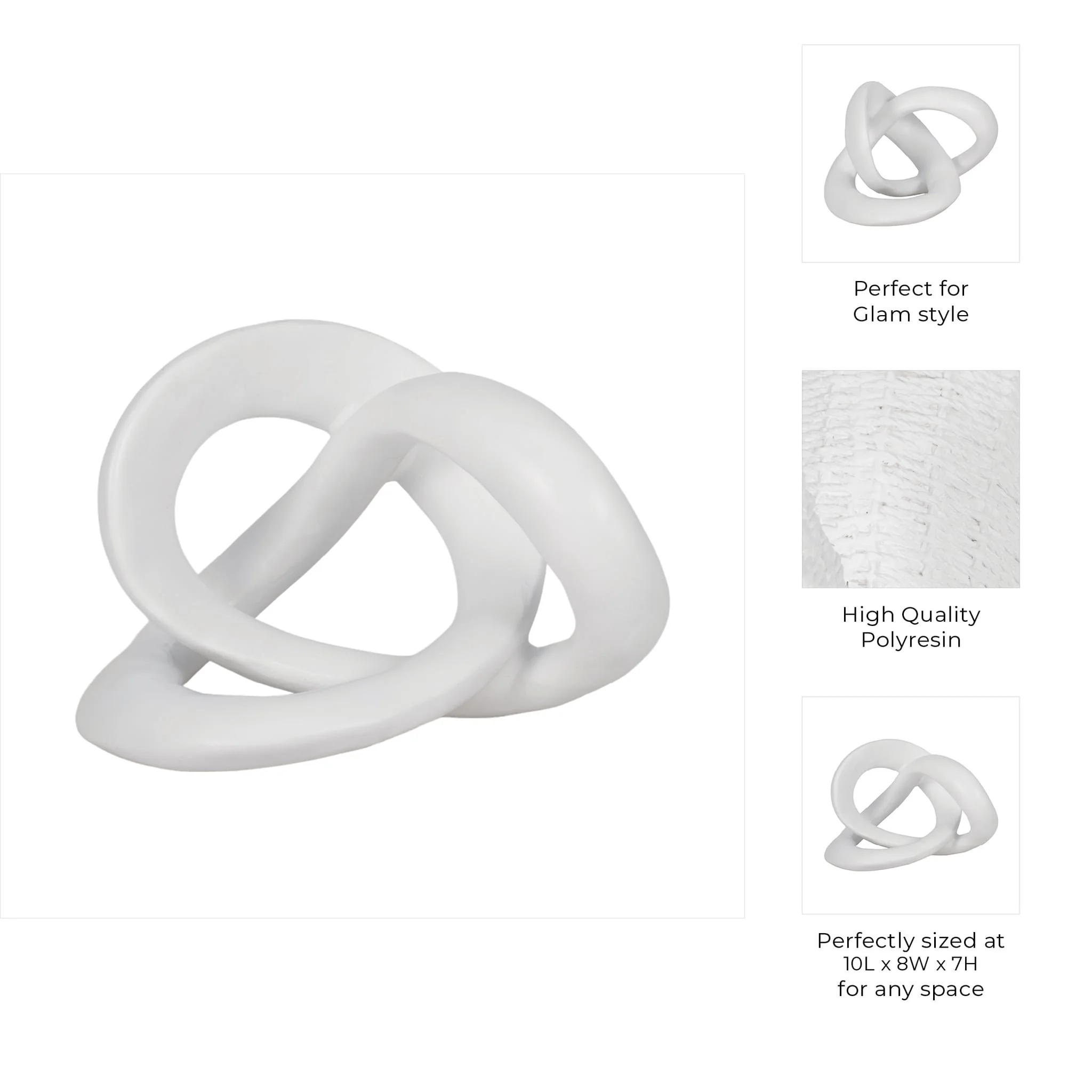 10" Sculptured Knot, White - Image 9