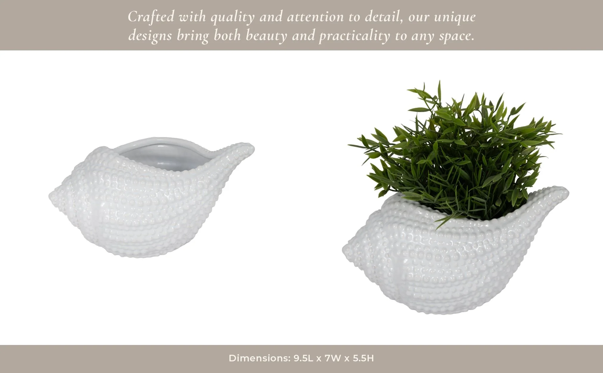 10" Seashell Planter, White - Image 13