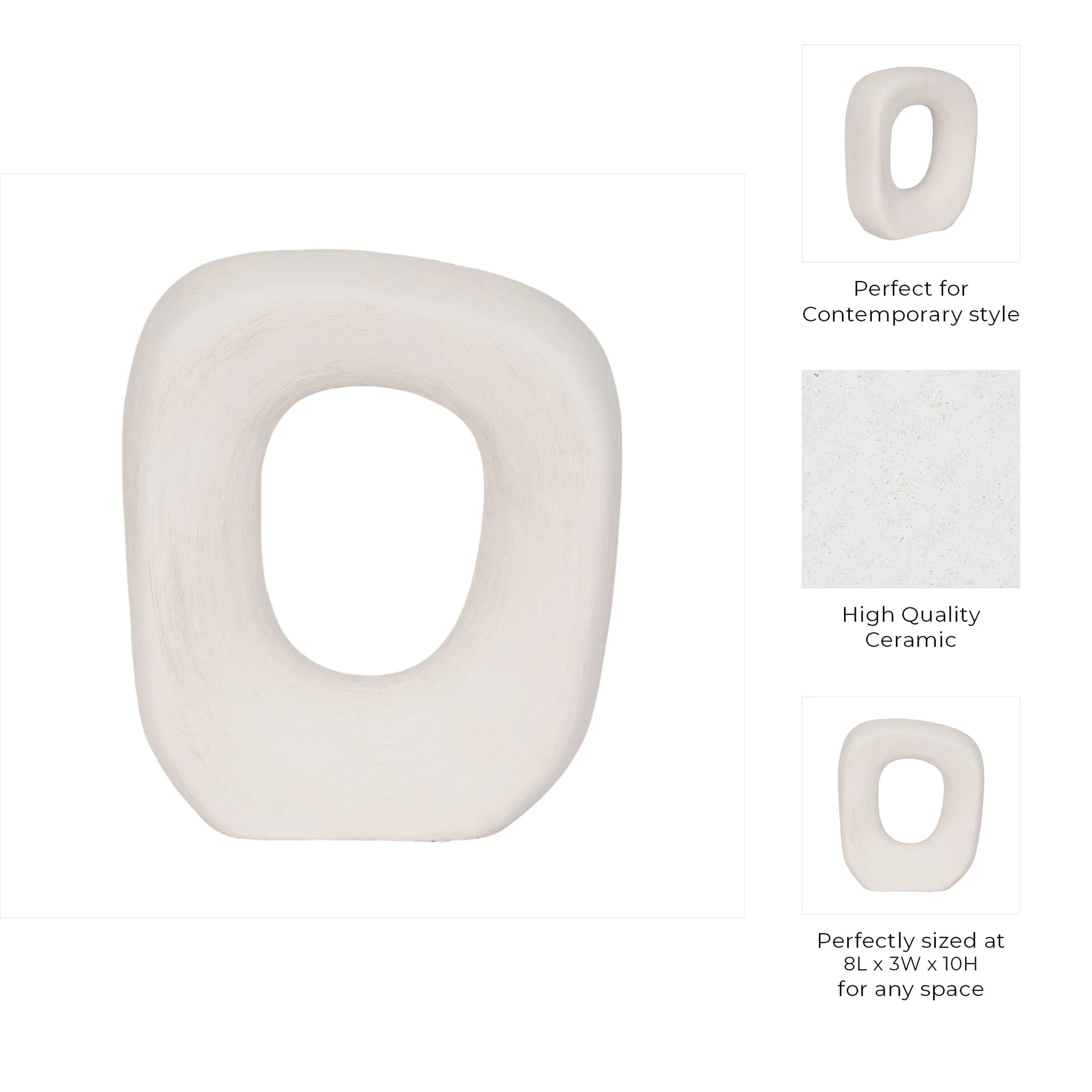 10" Short Rough Open Cut-out Object, White - Image 9