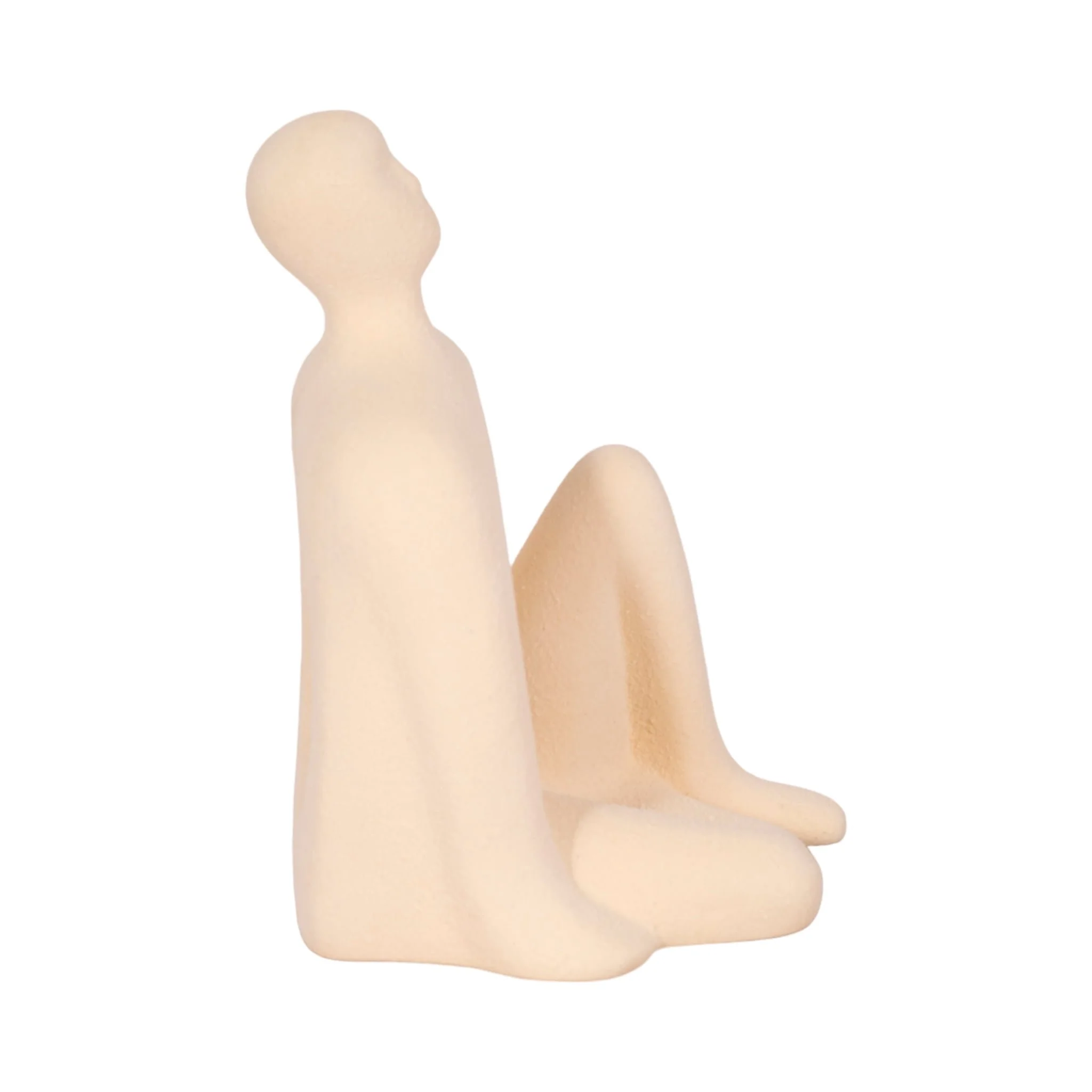 10" Sitting Figure W/open Cut Out Sand Glaze,ivory - Image 3
