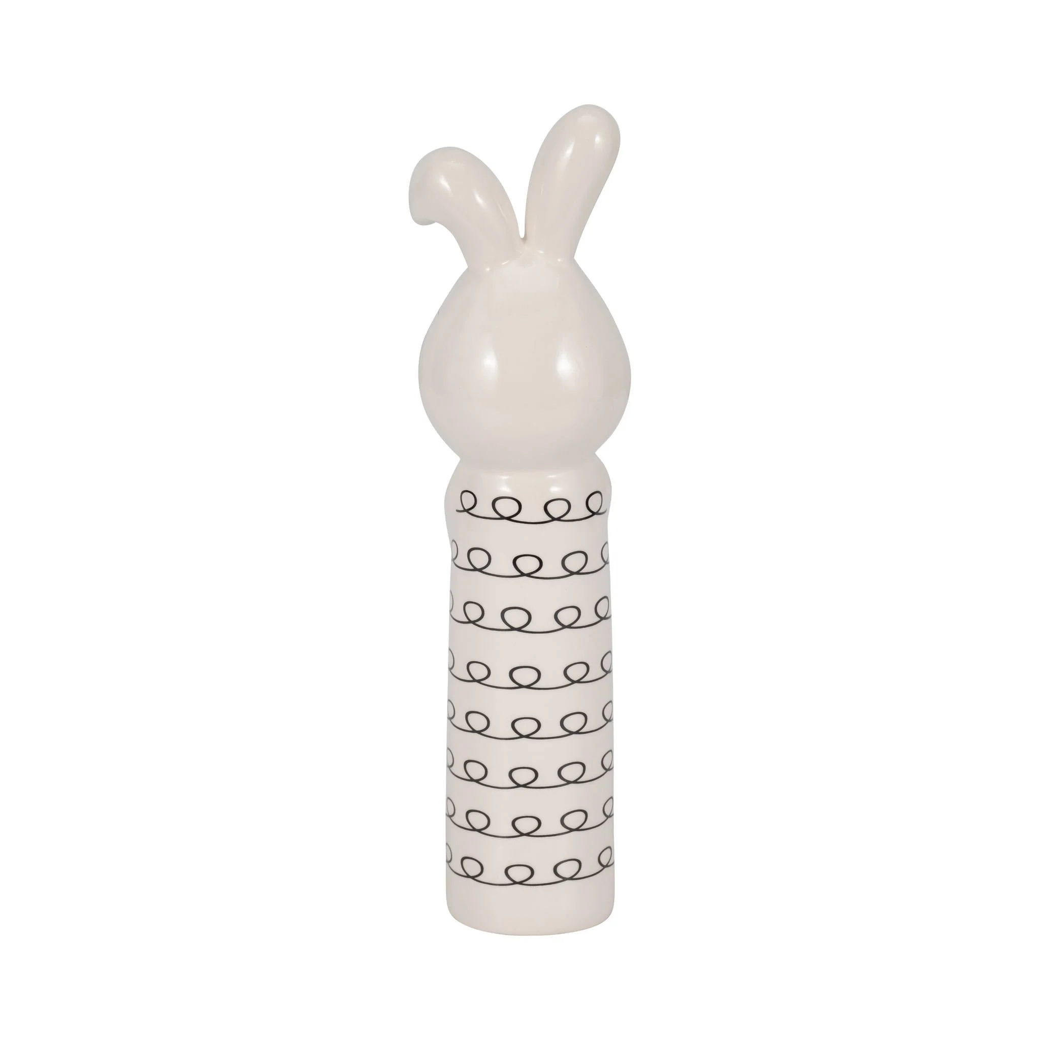 10" Squiggly Bunny With Gold Heart, White/black - Image 4