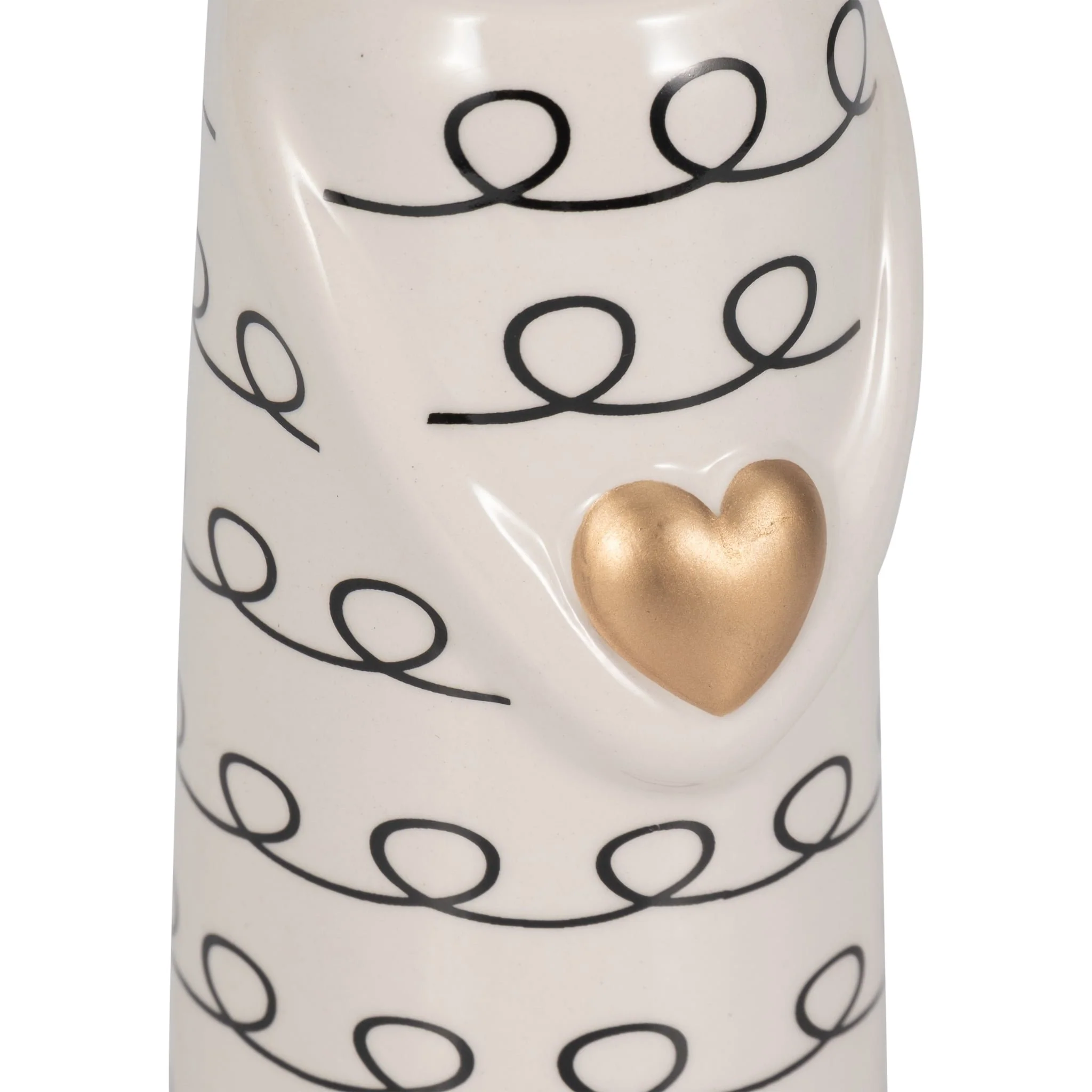 10" Squiggly Bunny With Gold Heart, White/black - Image 5