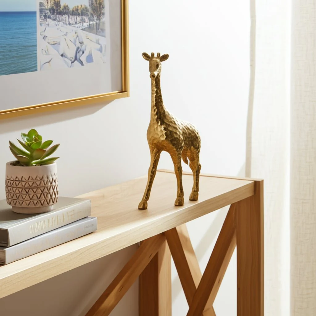 10" Standing Pretty Giraffe, Gold - Image 11