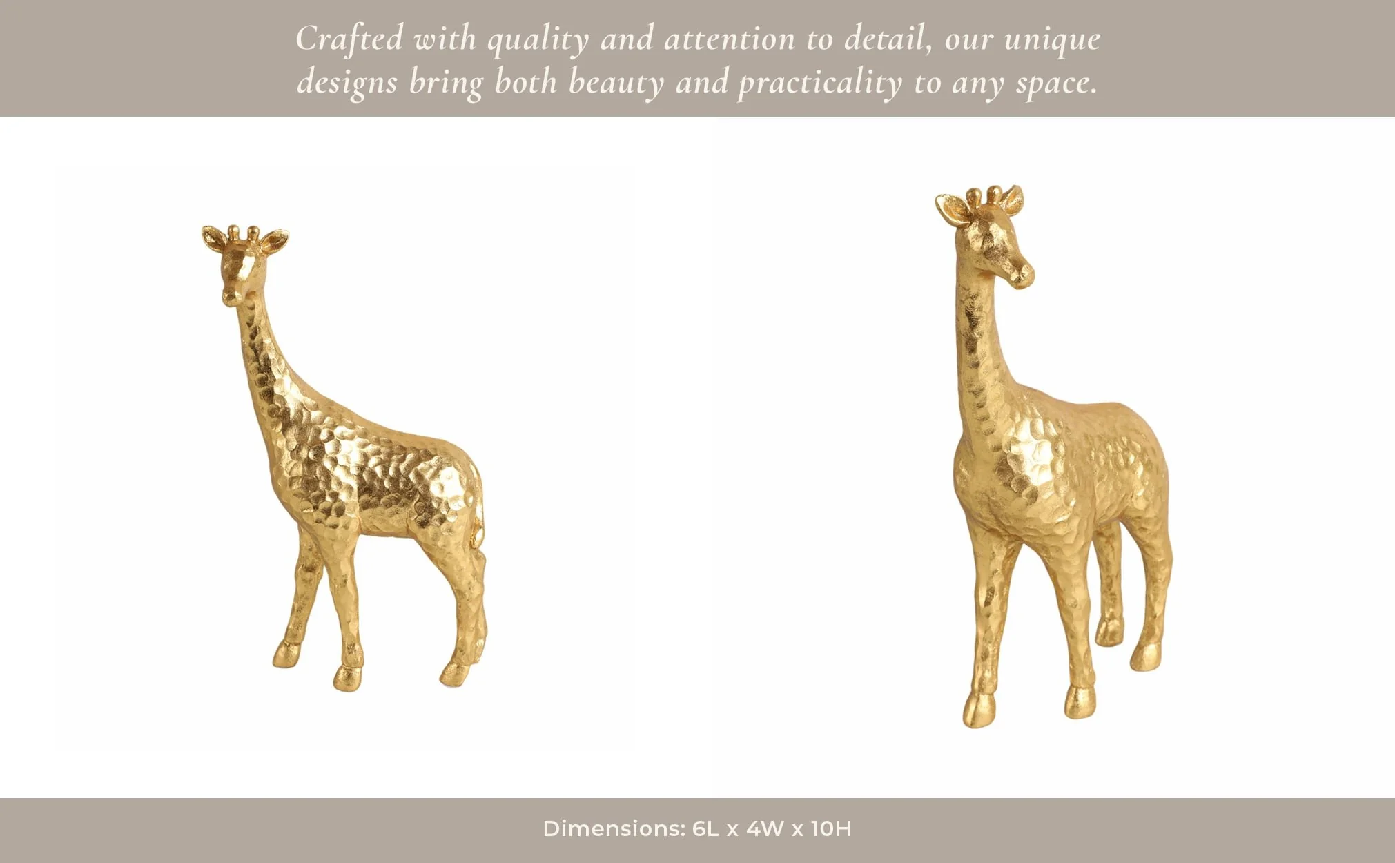 10" Standing Pretty Giraffe, Gold - Image 12