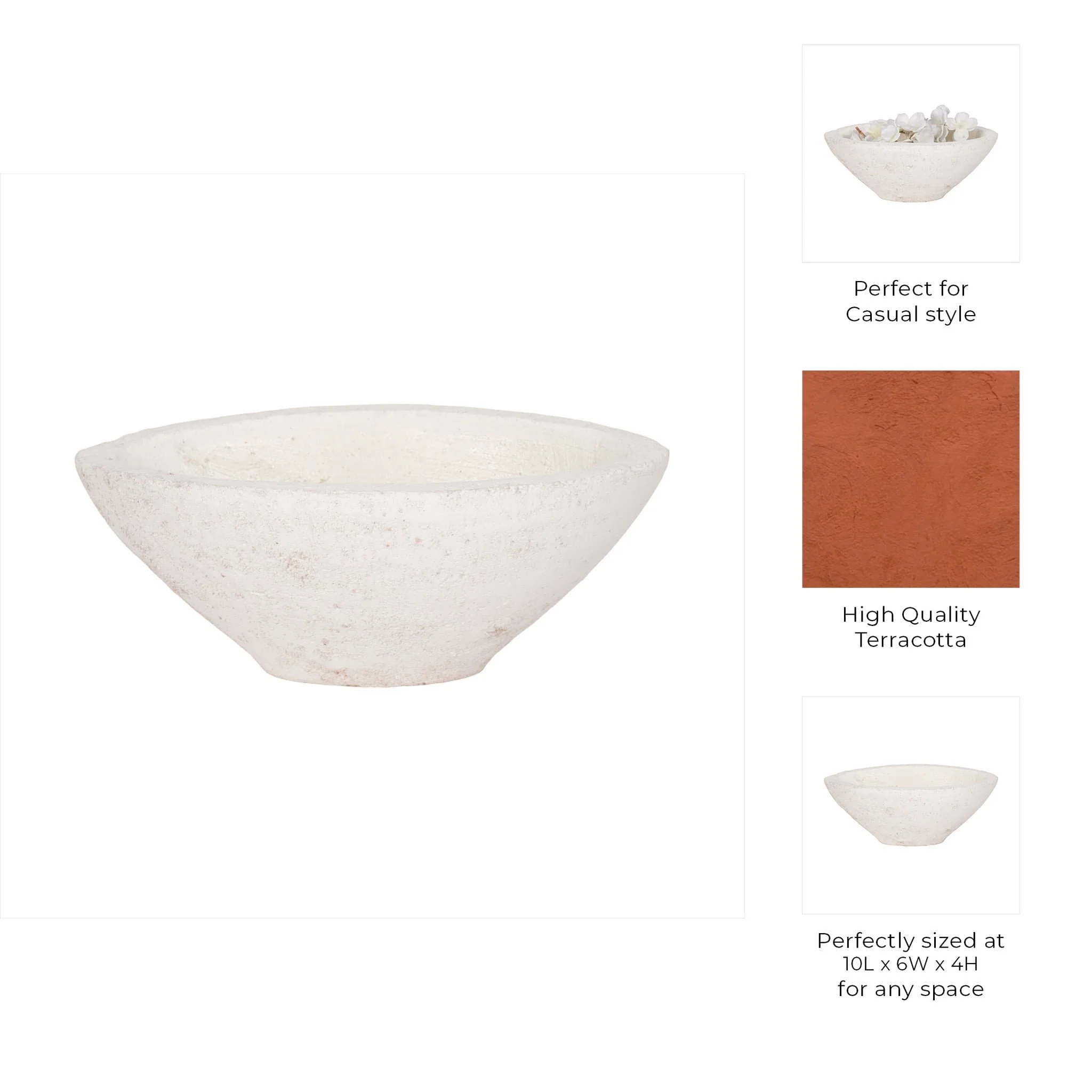 10" Tapered Bowl Rough Finish, White - Image 10