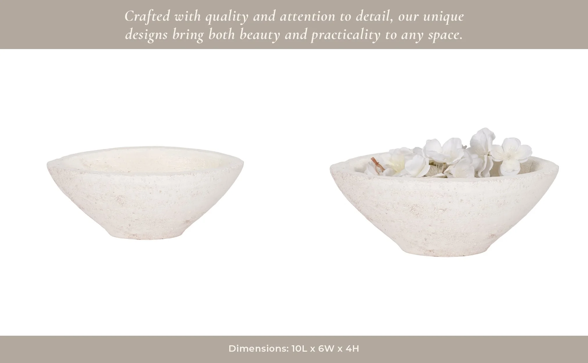 10" Tapered Bowl Rough Finish, White - Image 14