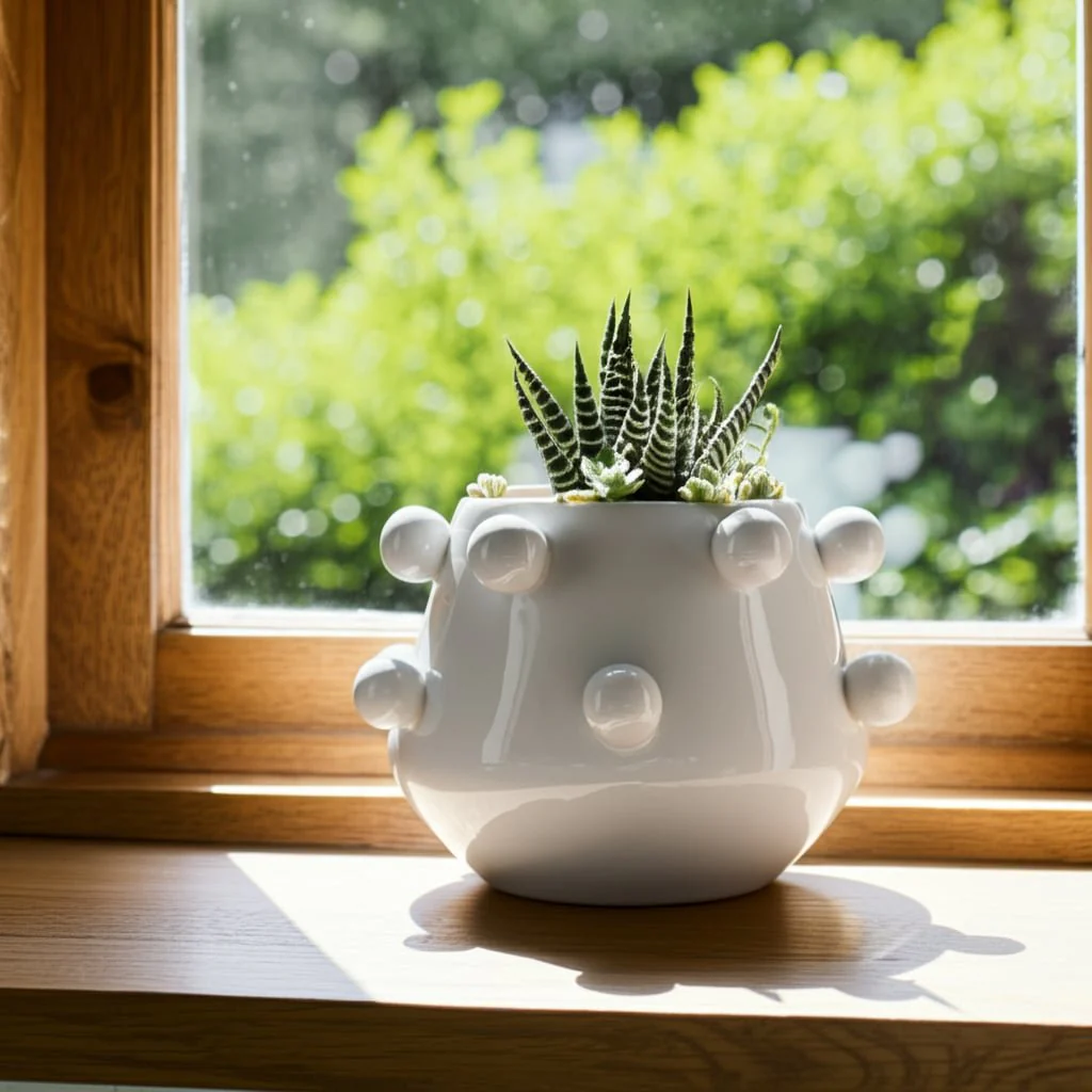 10" Tapered Bubble Planter, White - Image 11