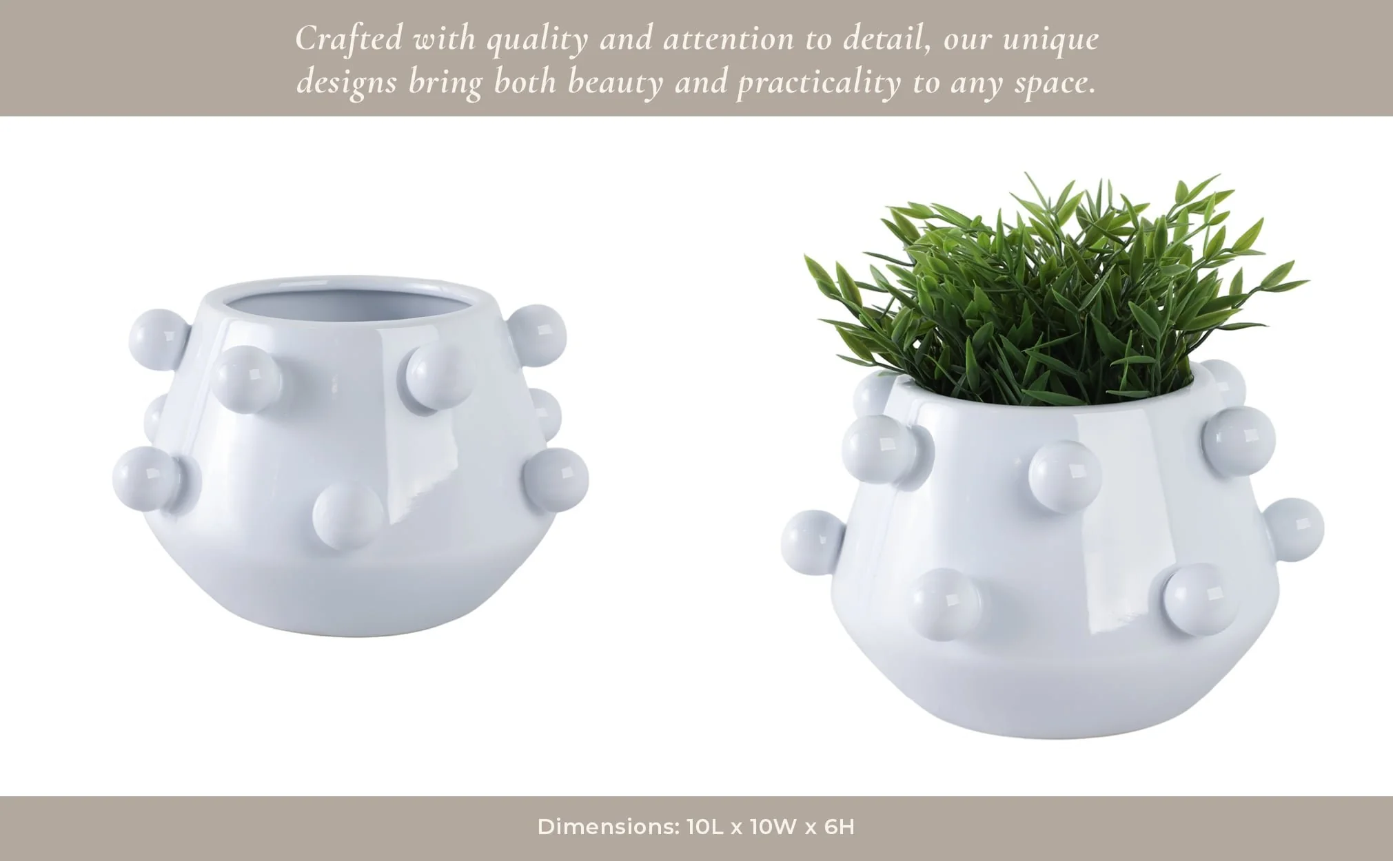 10" Tapered Bubble Planter, White - Image 15