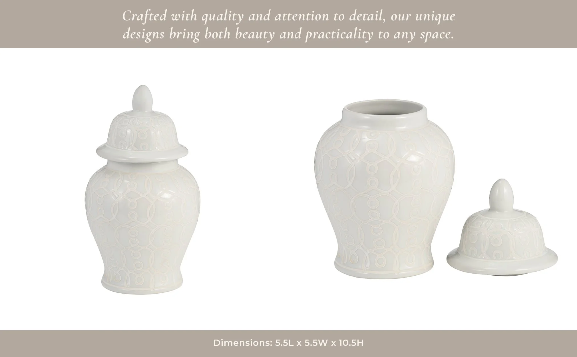 10" Temple Jar, Ivory - Image 11